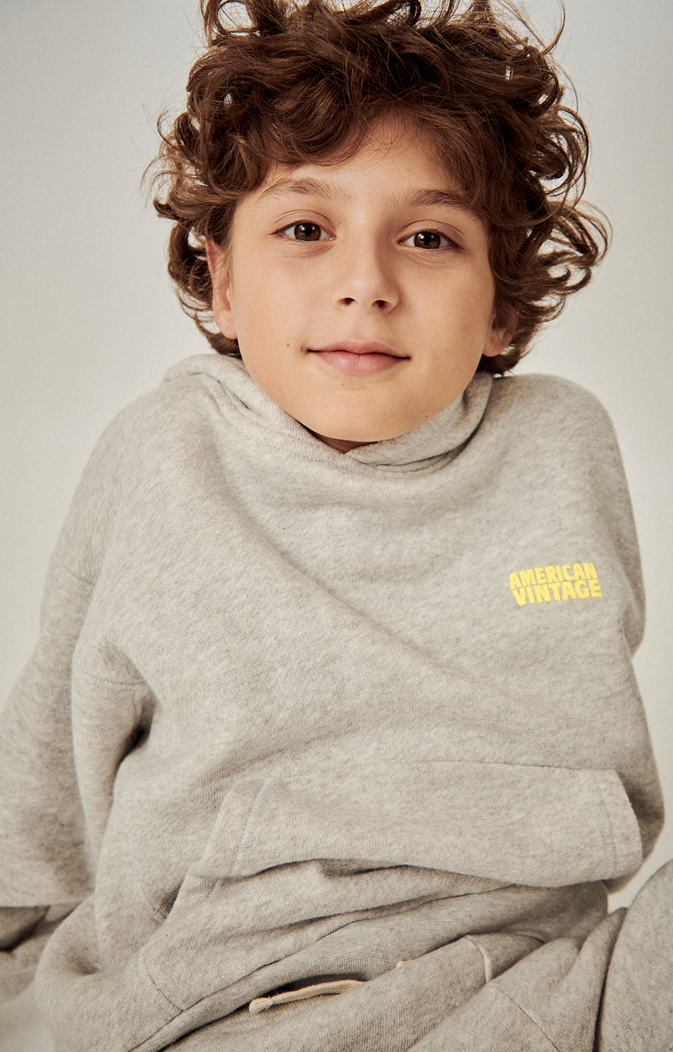 Boys & Girls Light Grey Hooded Cotton Sweatshirt