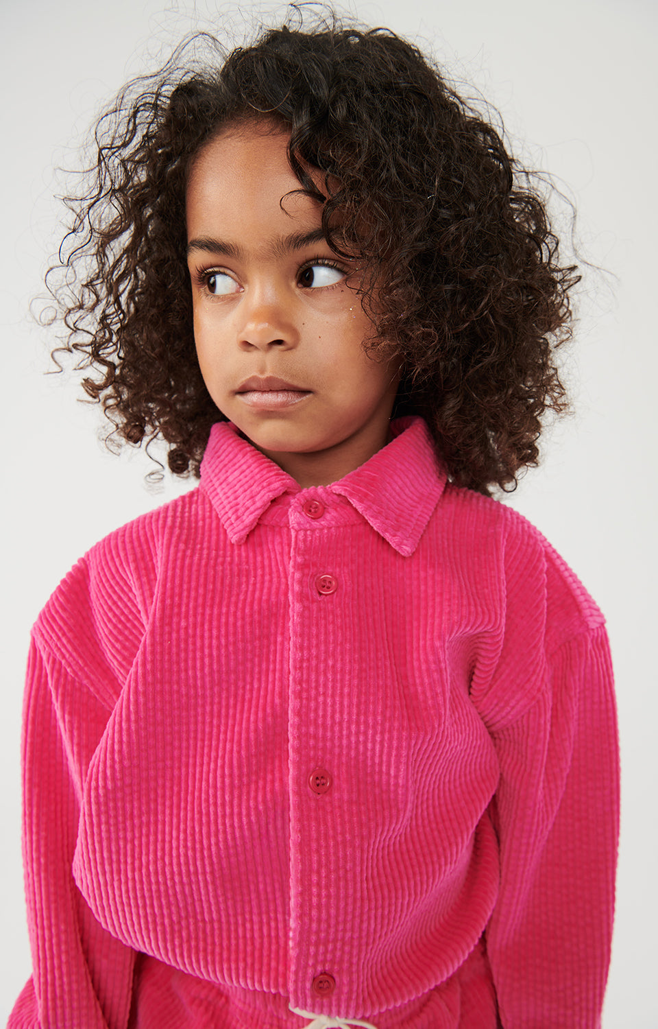 Boys & Girls Fluo Pink Corduroy Shirt