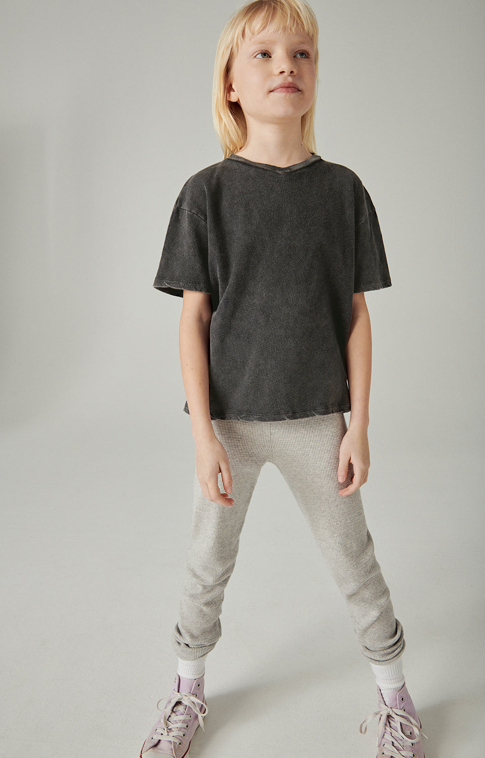 Boys & Girls Grey Cotton T-Shirt