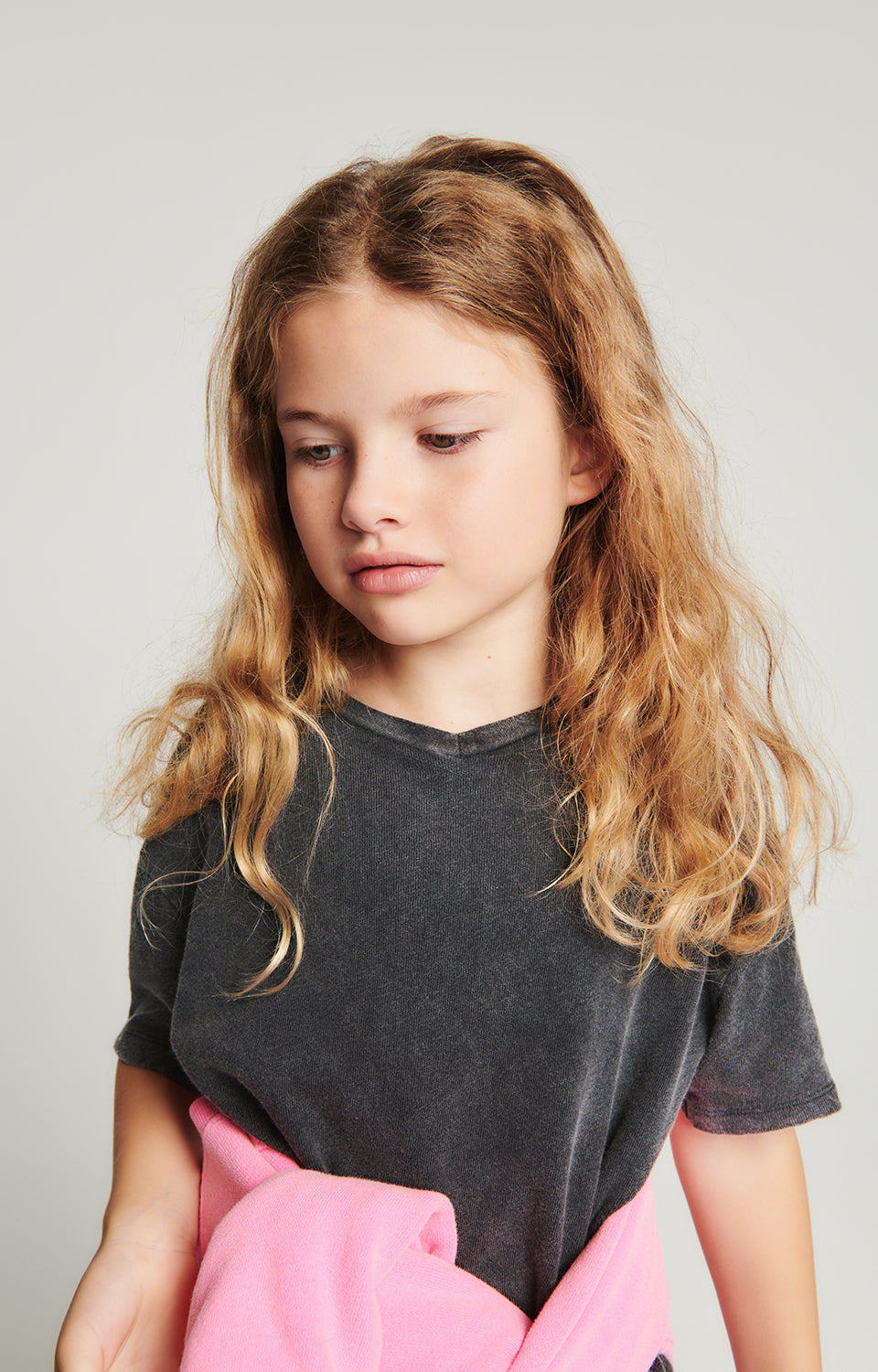 Boys & Girls Grey Cotton T-Shirt