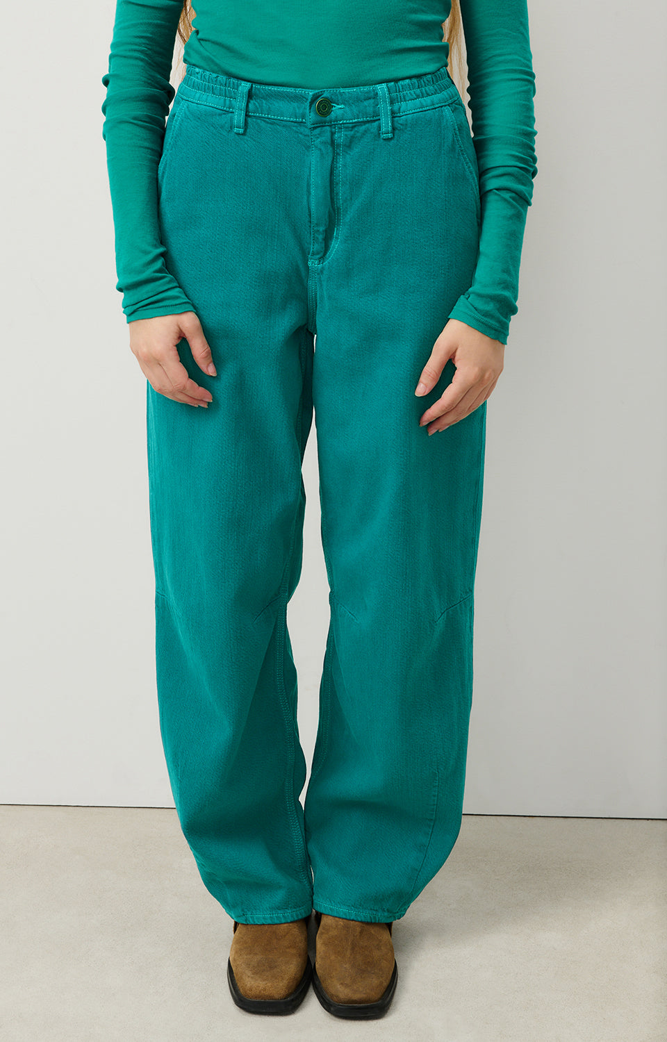 Women Green Cotton Trousers