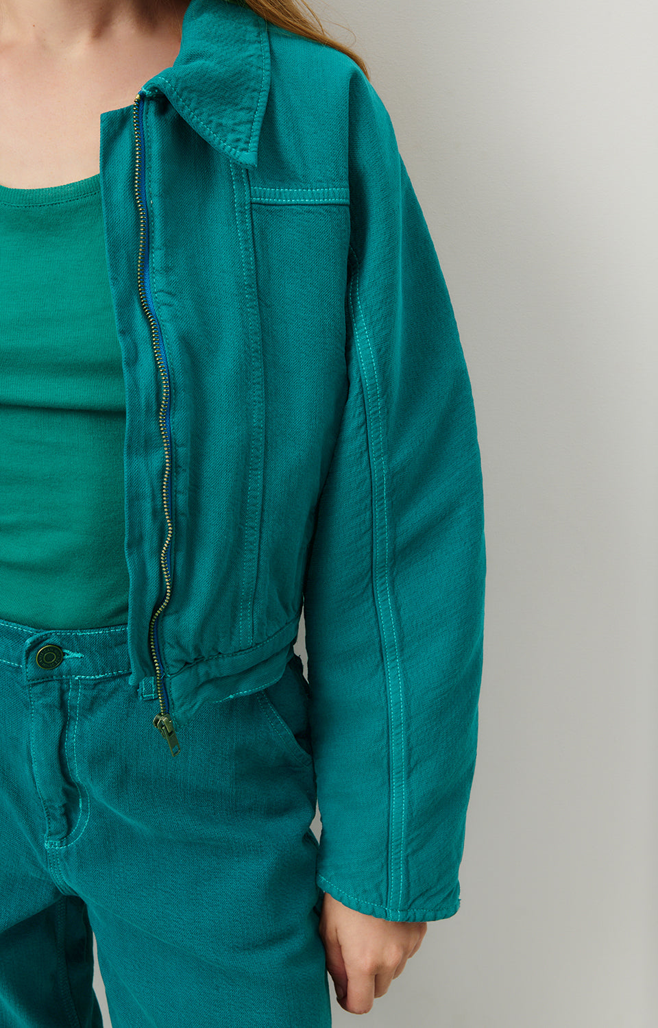 Women Green Cotton Jacket