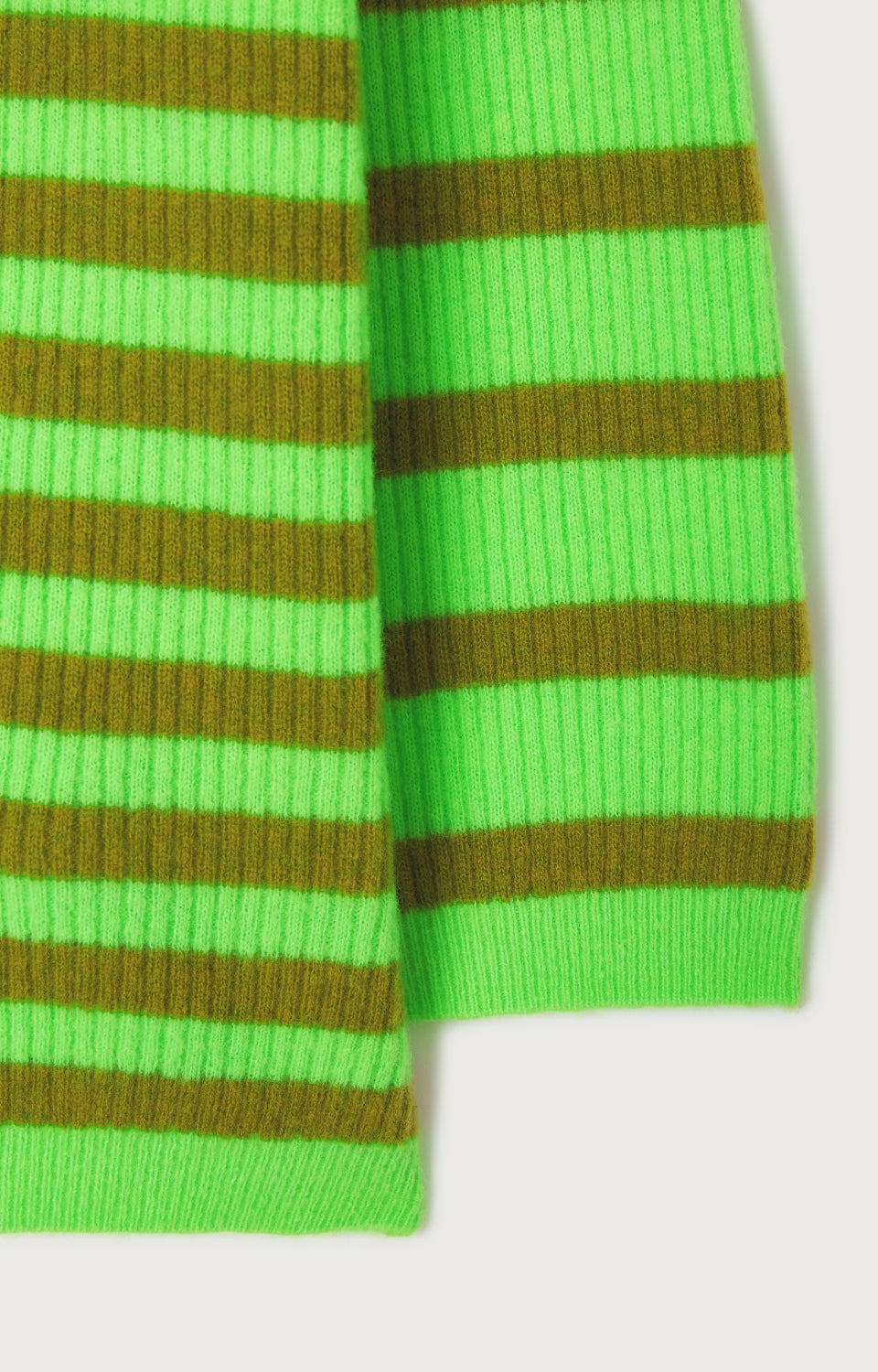 Women Green Stripes Knit Sweater