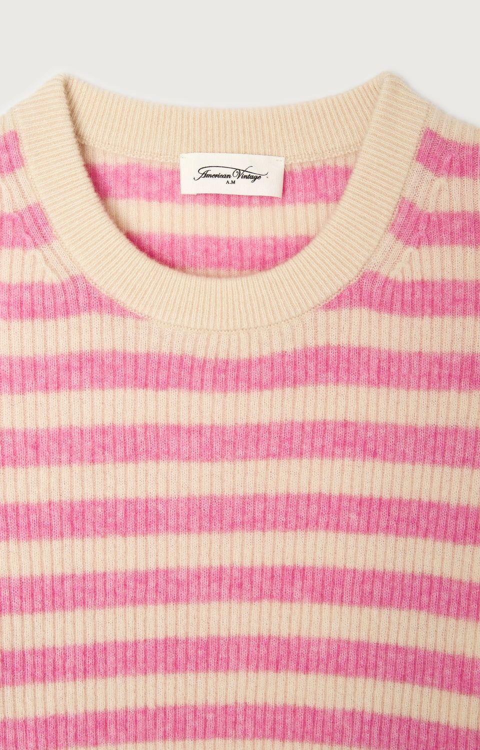 Women Pink Stripes Knit Sweater