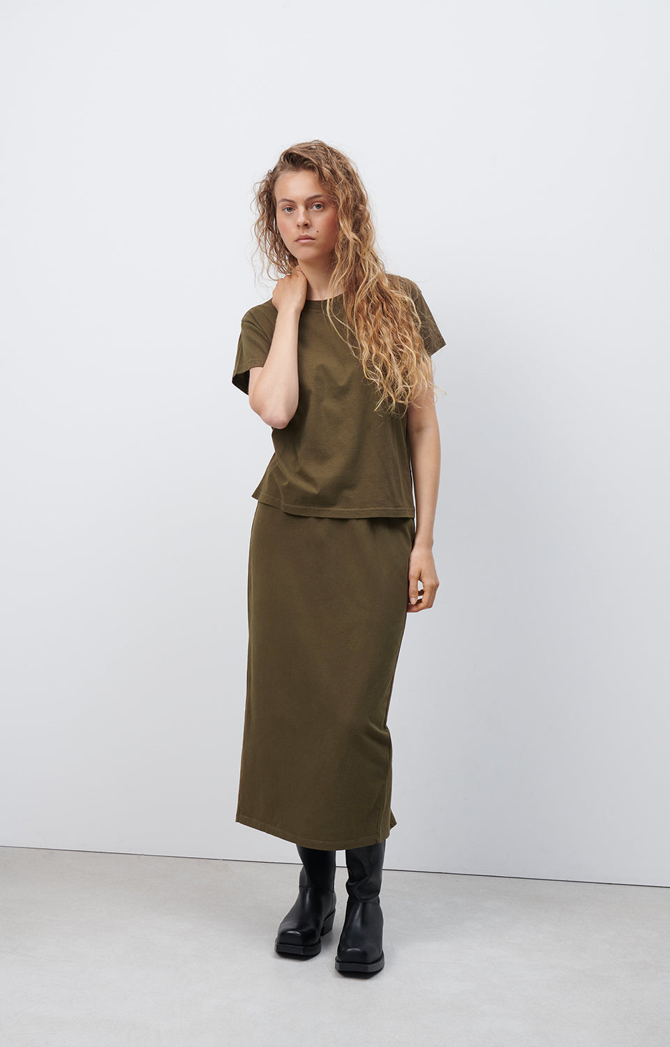 Women Olive Cotton T-Shirt