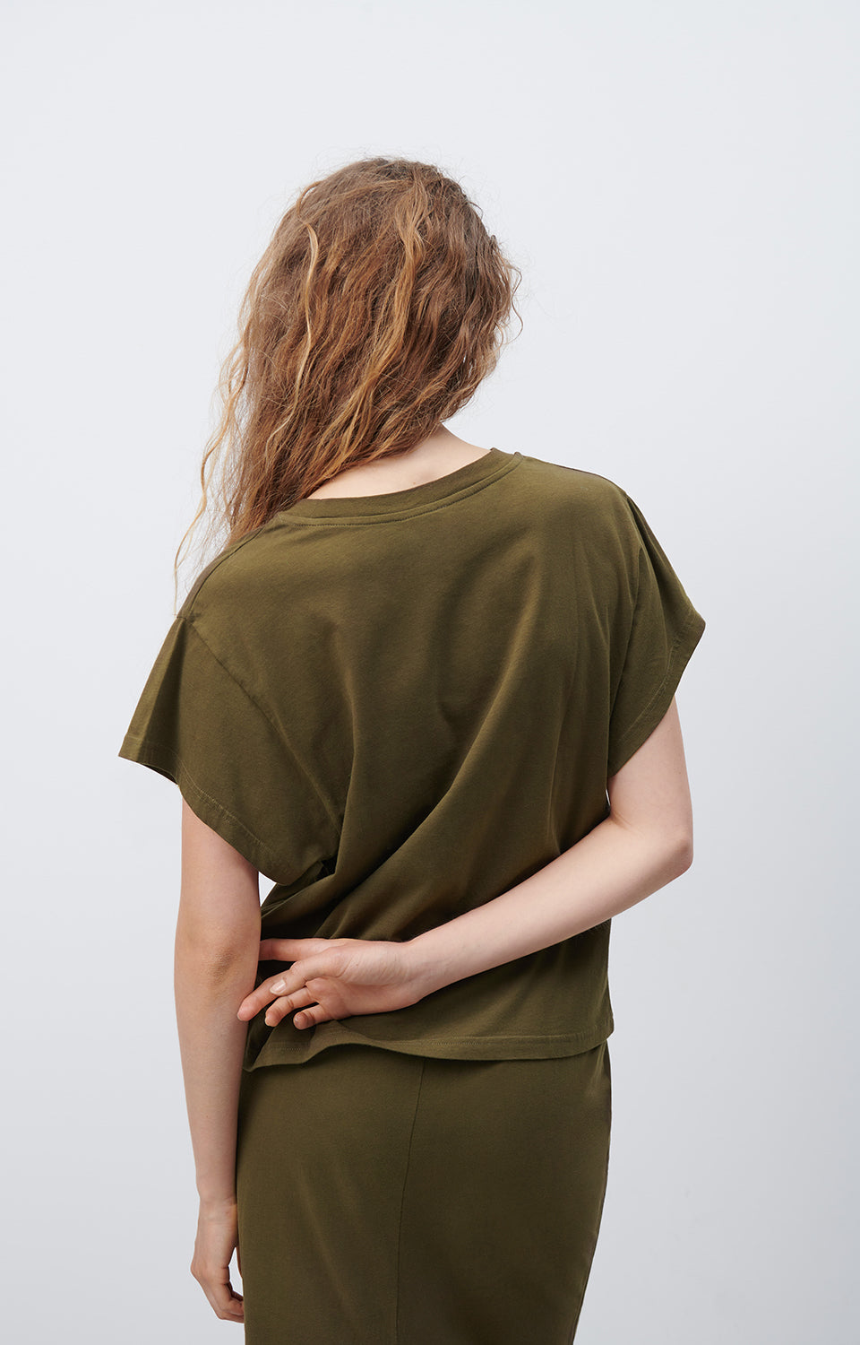 Women Olive Cotton T-Shirt