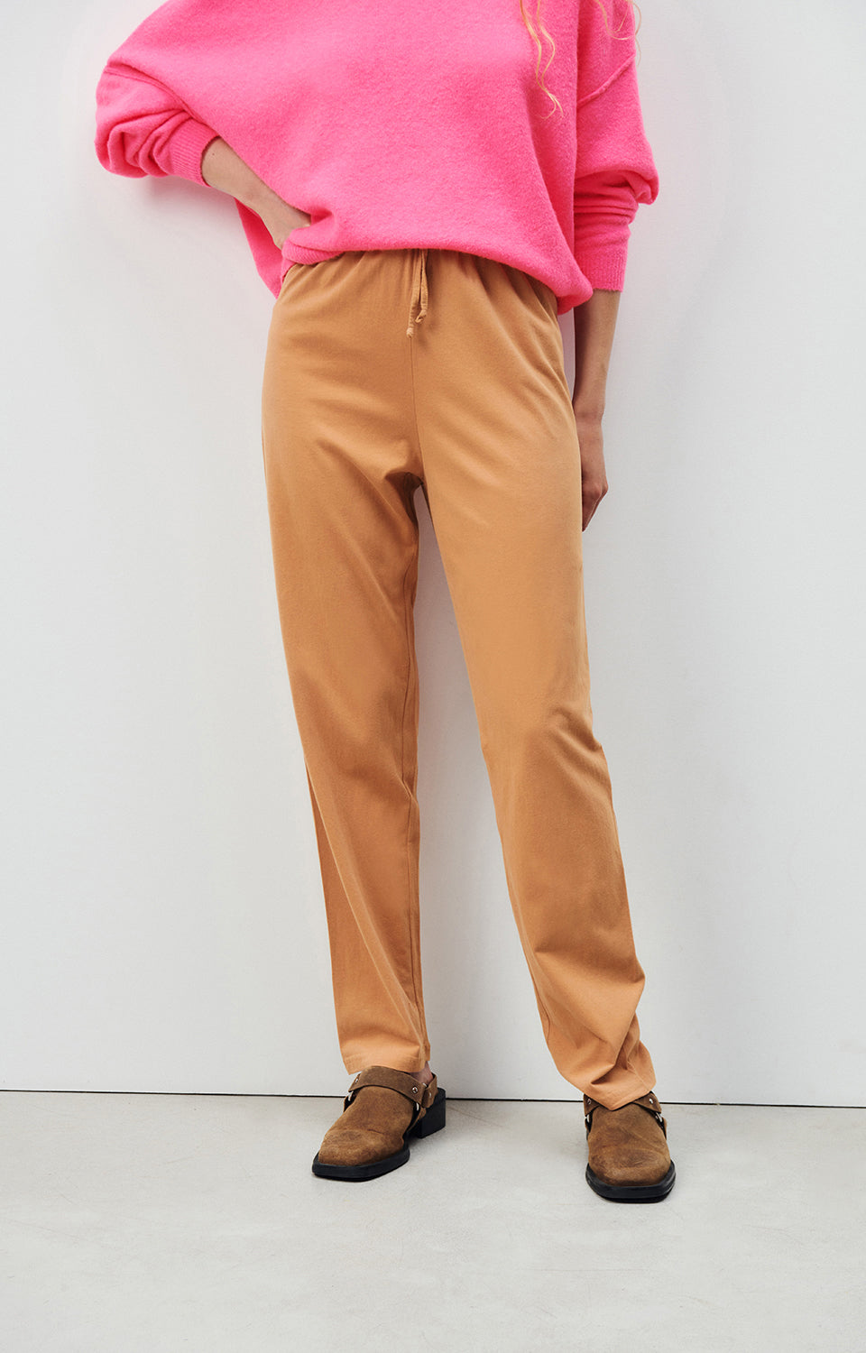 Women Orange Cotton Trousers