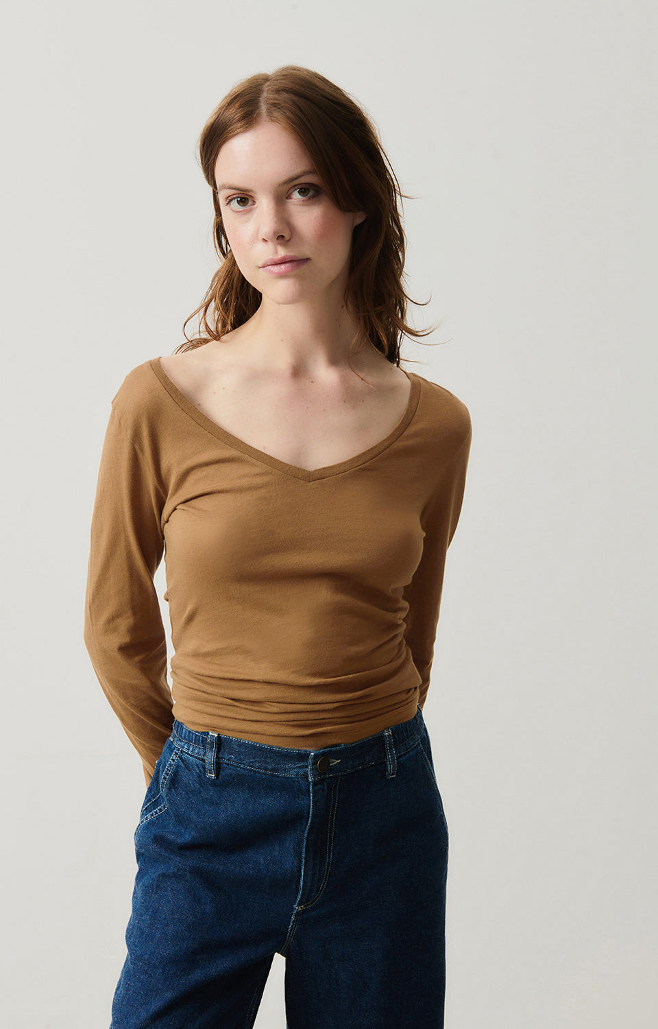 Women Light Brown Cotton T-Shirt