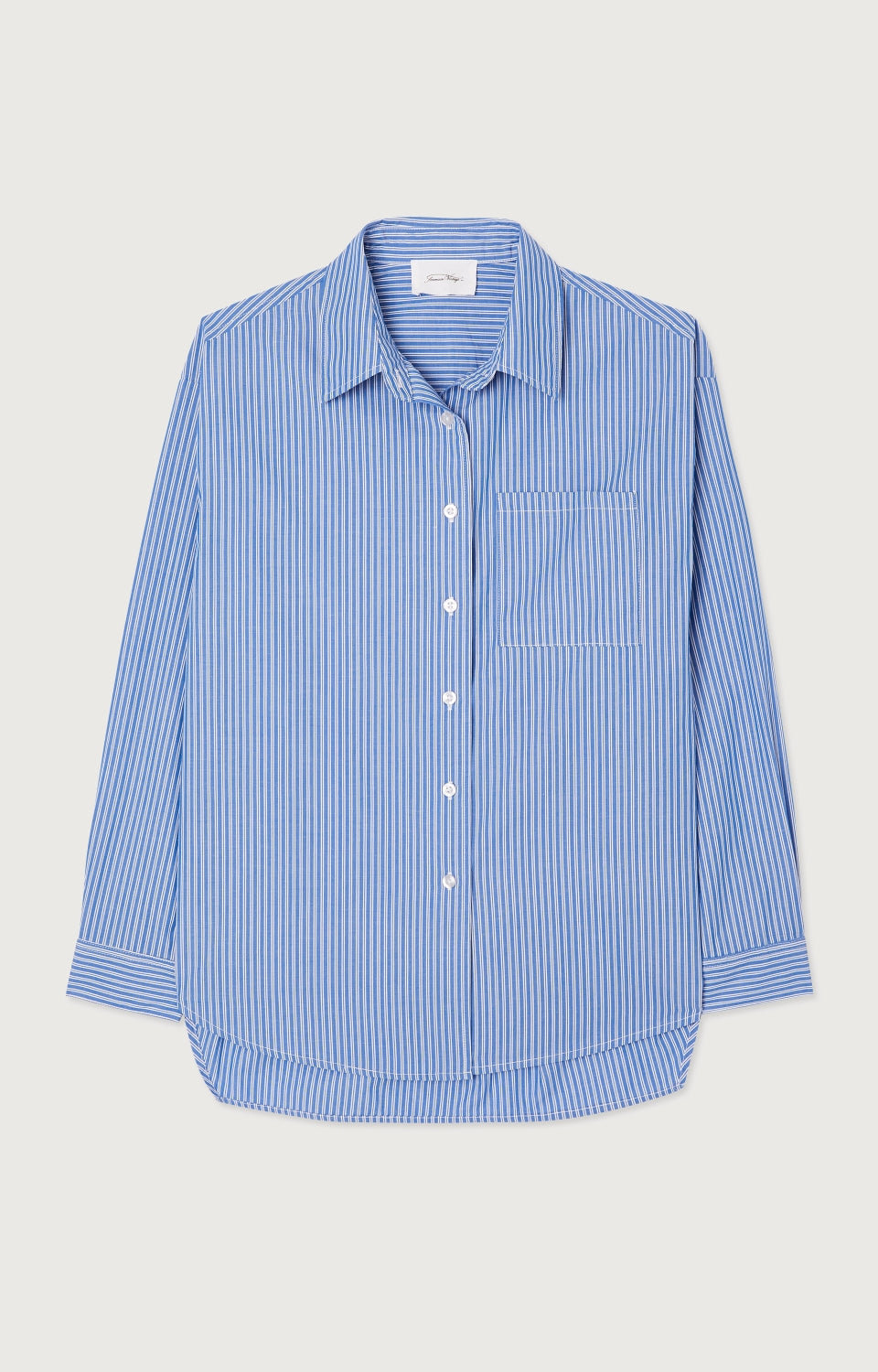 Women Blue Stripes Cotton Shirt