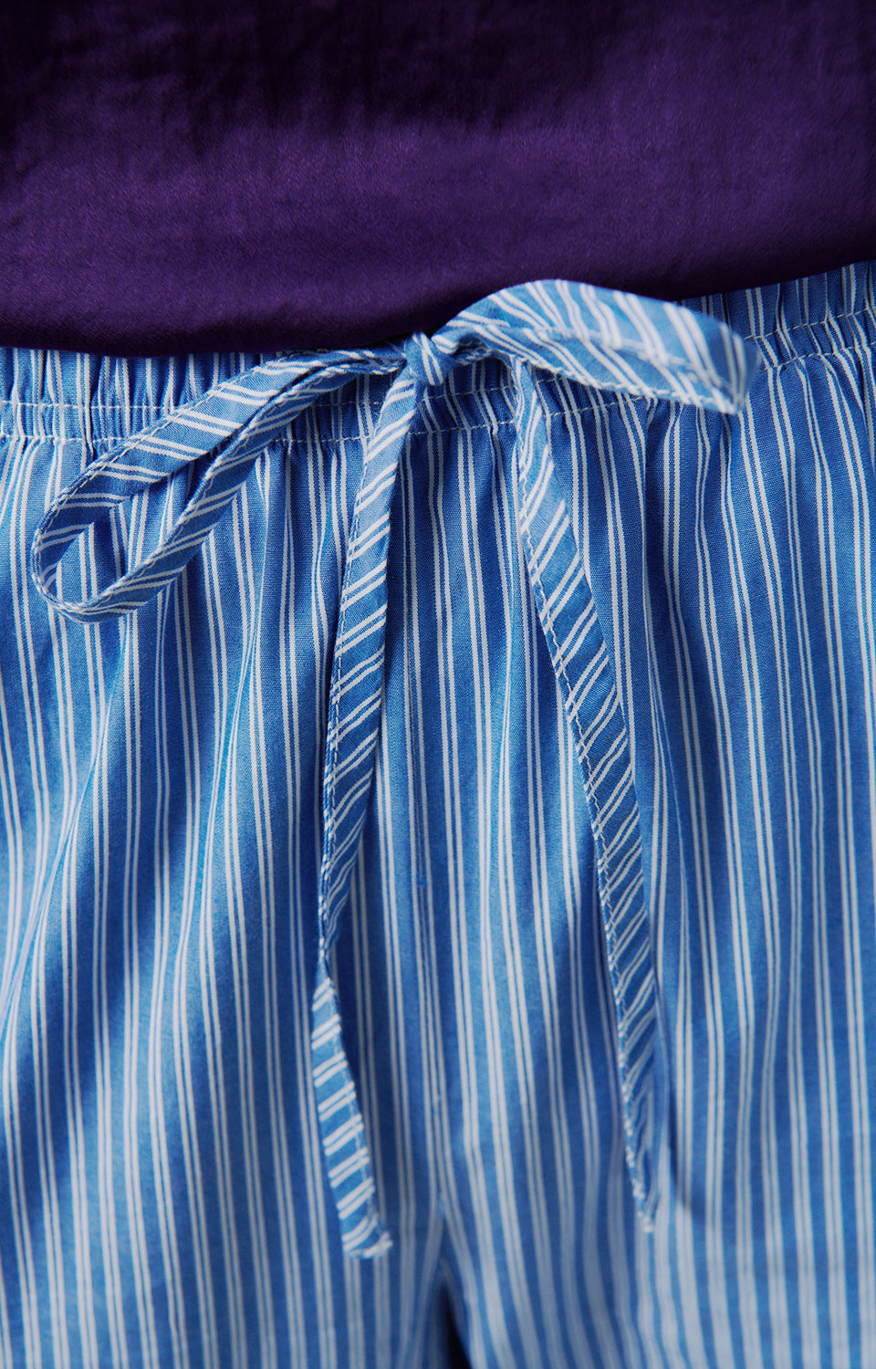 Women Blue Stripes Cotton Trousers