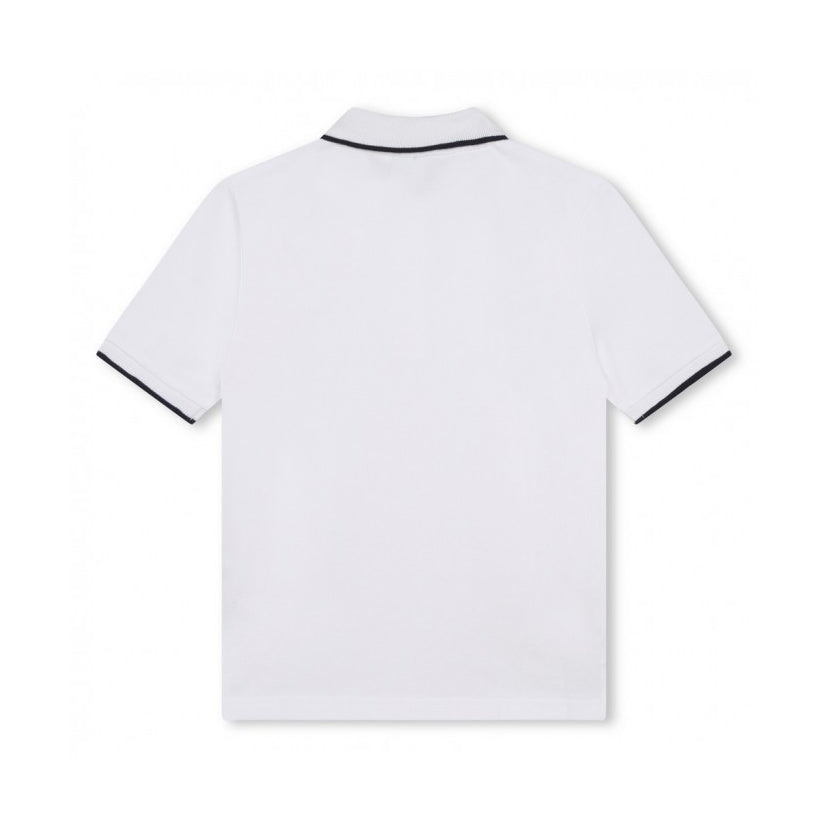 Boys White Cotton Polo Shirt