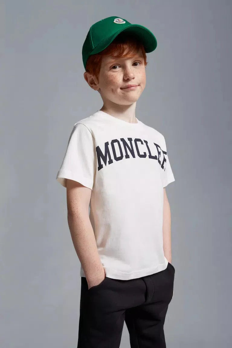 Moncler Enfant Boys Logo Print T-Shirt in Ivory