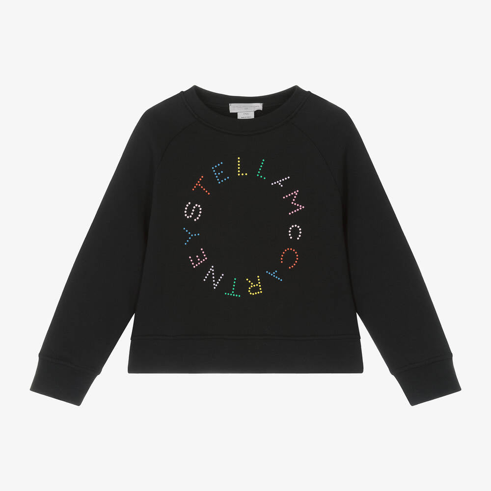 Girls Black Logo Cotton Sweatshirt