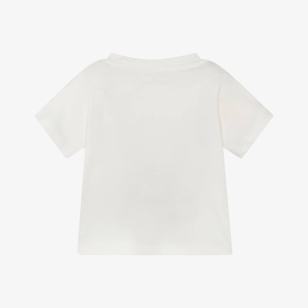 Baby Girls White Printed Cotton T-Shirt