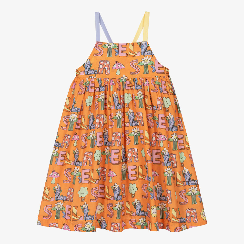 Girls Orange Fairy Cotton Dress