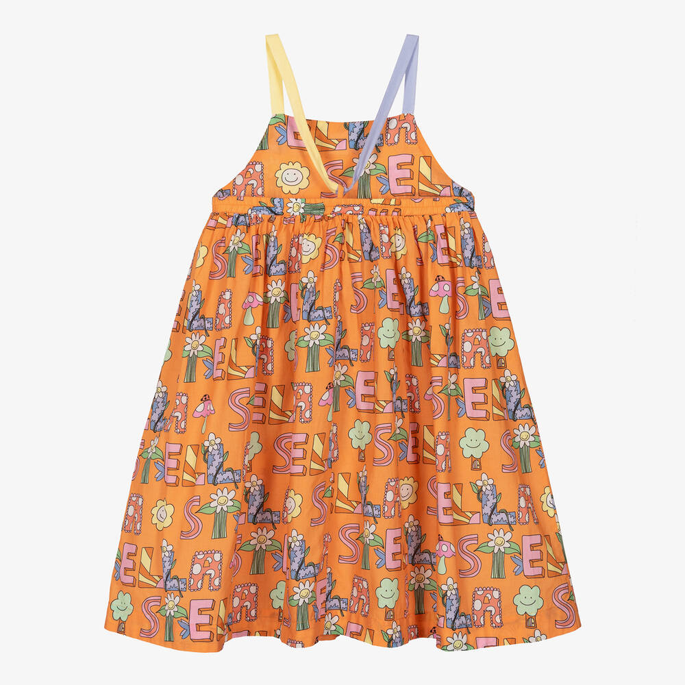 Girls Orange Fairy Cotton Dress