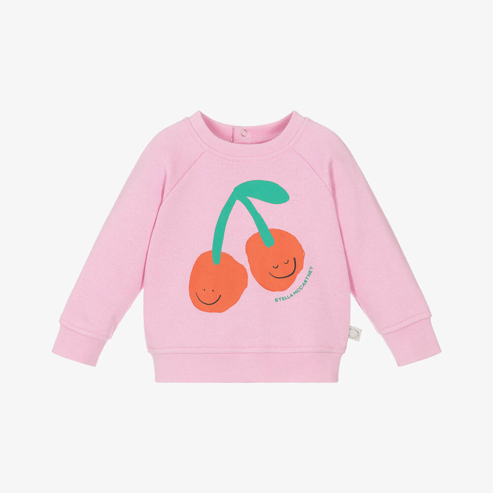 Baby Girls Pink Cherry Cotton Sweatshirt