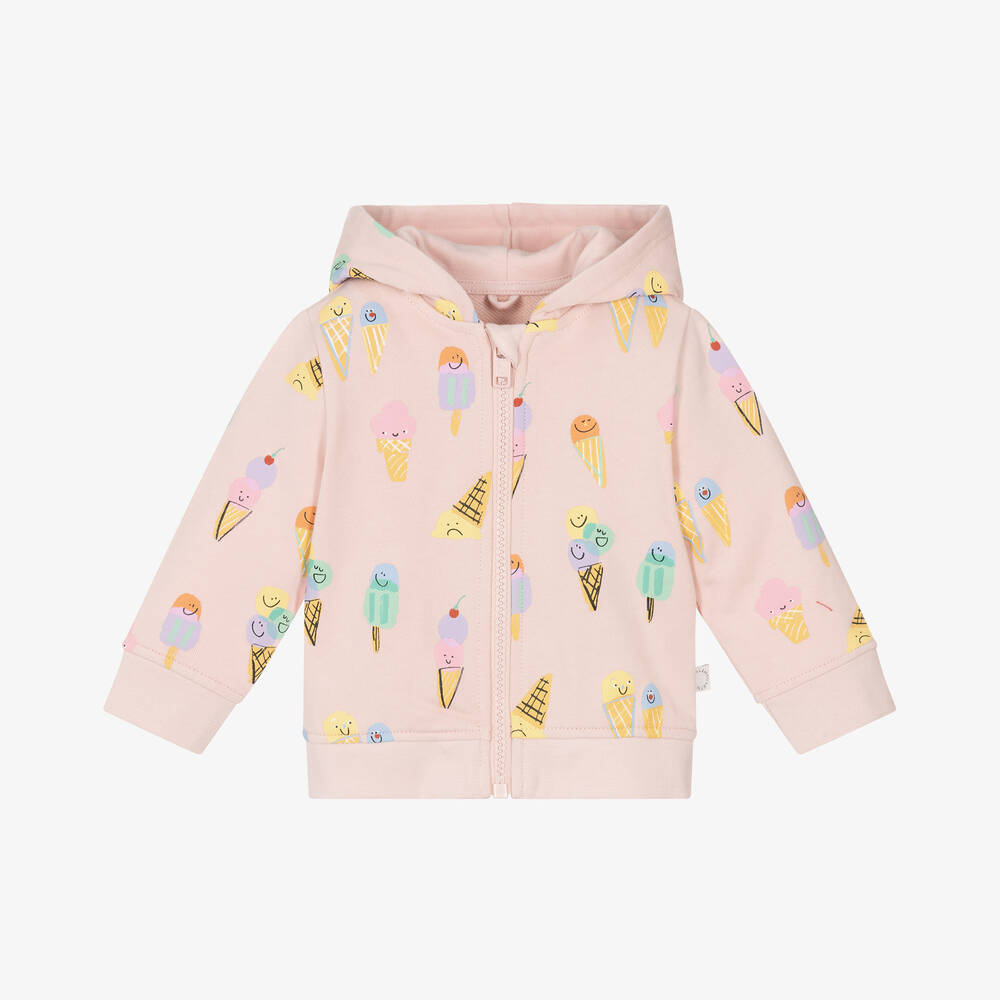 Baby Girls Pink Ice Cream Printed Zip-Up Top