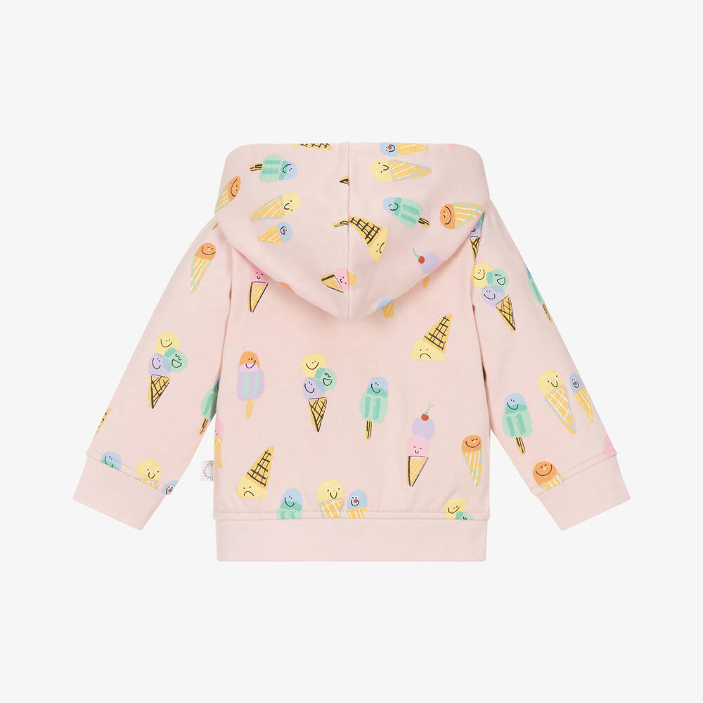 Baby Girls Pink Ice Cream Printed Zip-Up Top