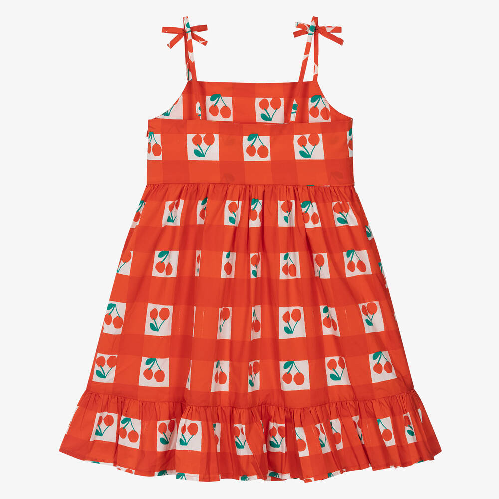 Girls Red Cherry Cotton Dress