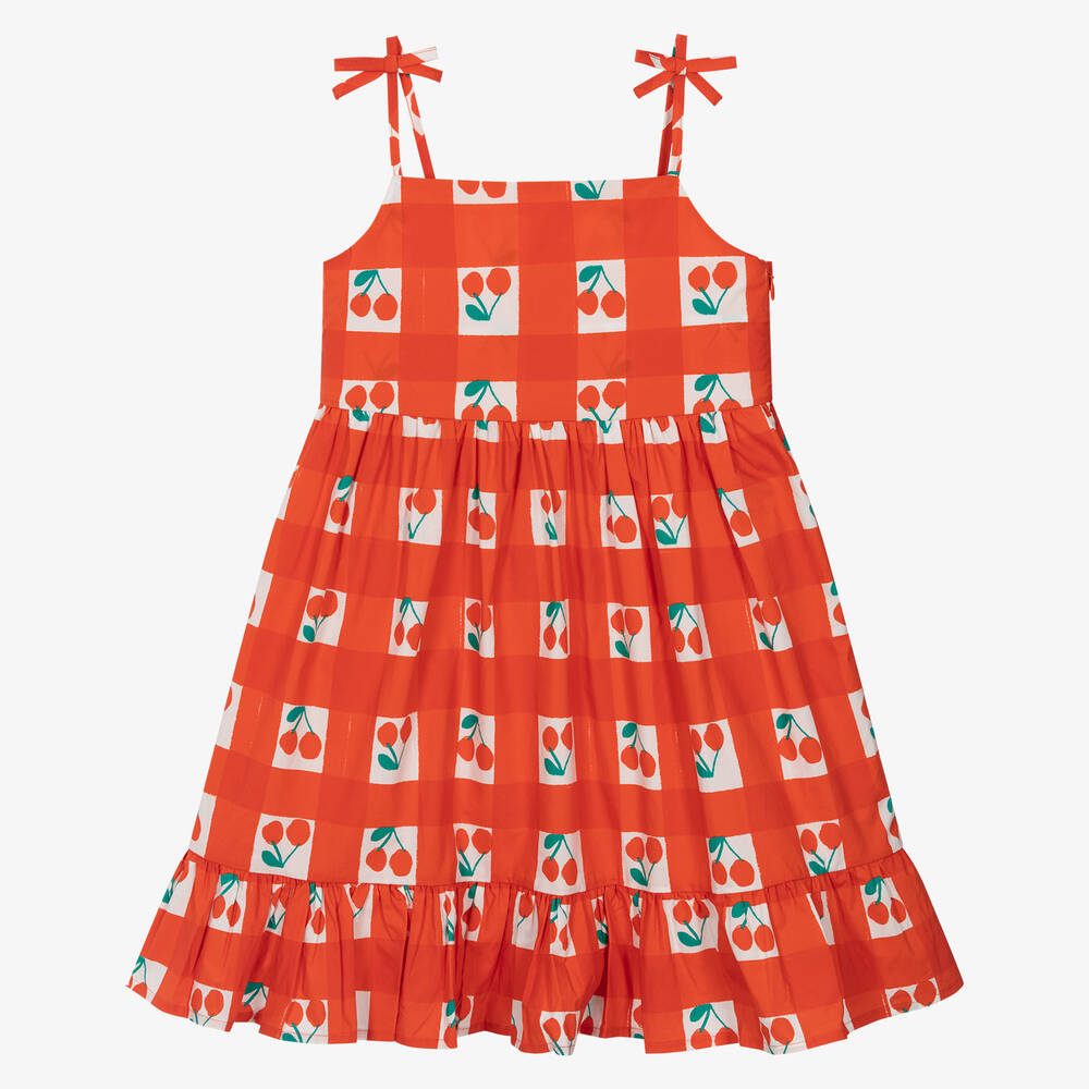 Girls Red Cherry Cotton Dress