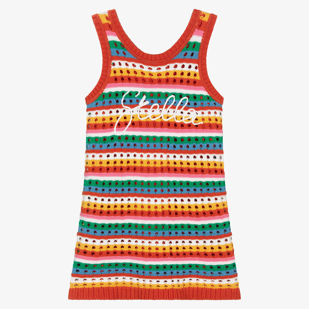 Girls Colourful Striped Cotton Knit Dress