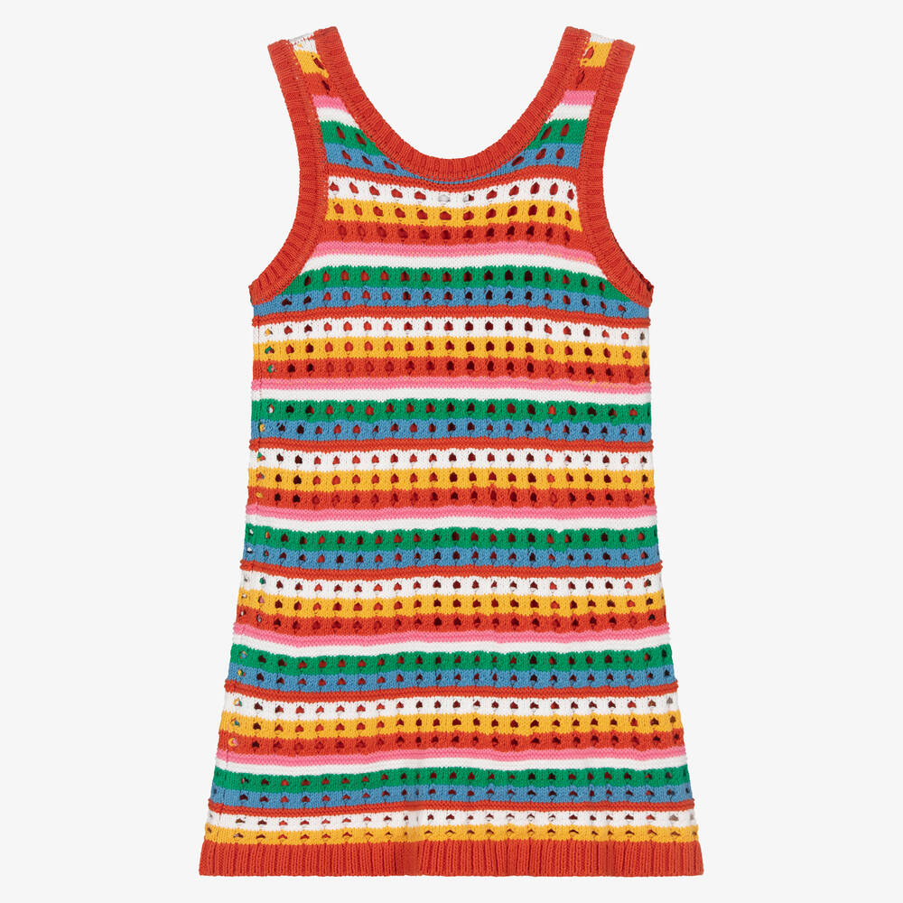 Girls Colourful Striped Cotton Knit Dress