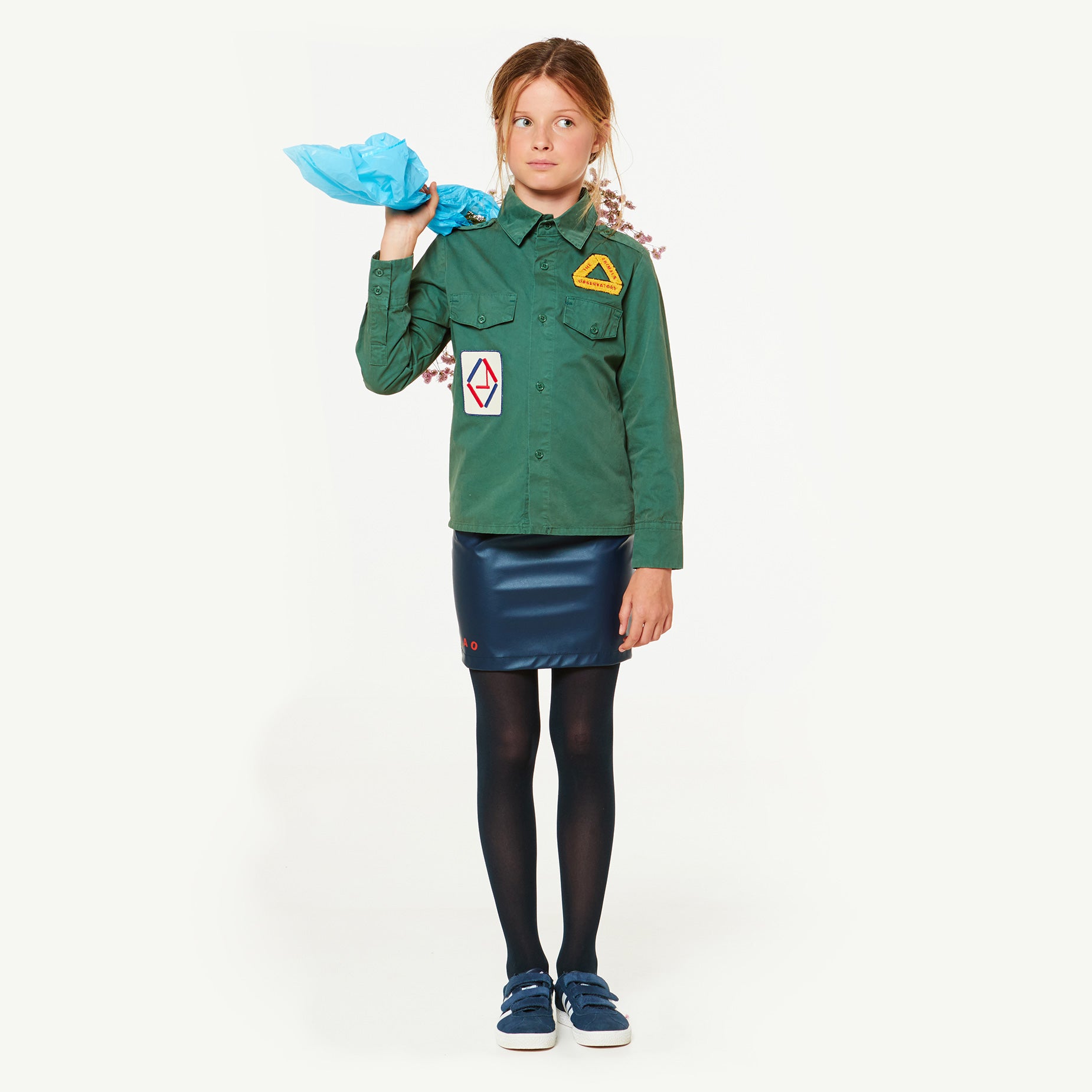 Boys & Girls Green Cotton Shirt