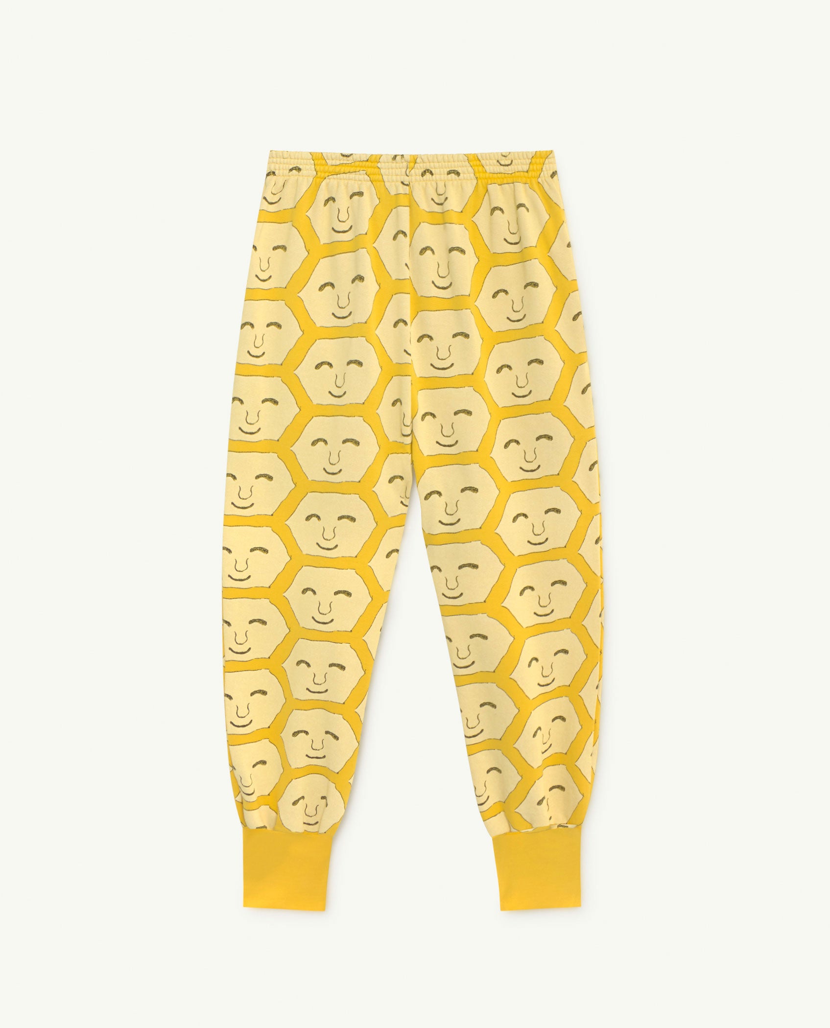 Boys & Girls Yellow Face Print Cotton Trousers