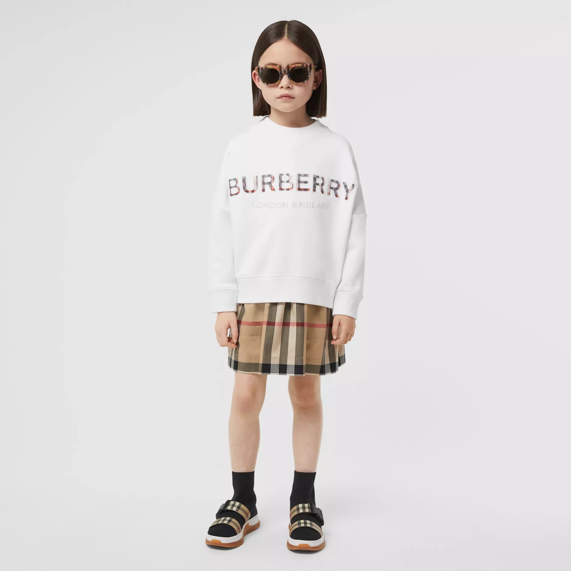 Boys & Girls White Logo Cotton Sweatshirt