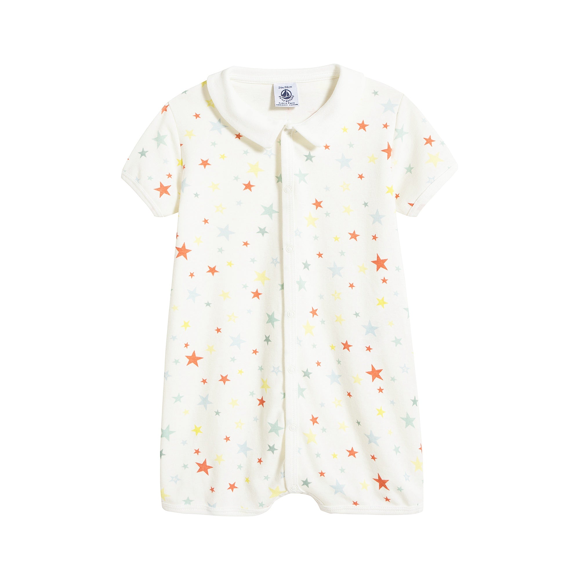 Baby Boys White Stars Cotton Romper