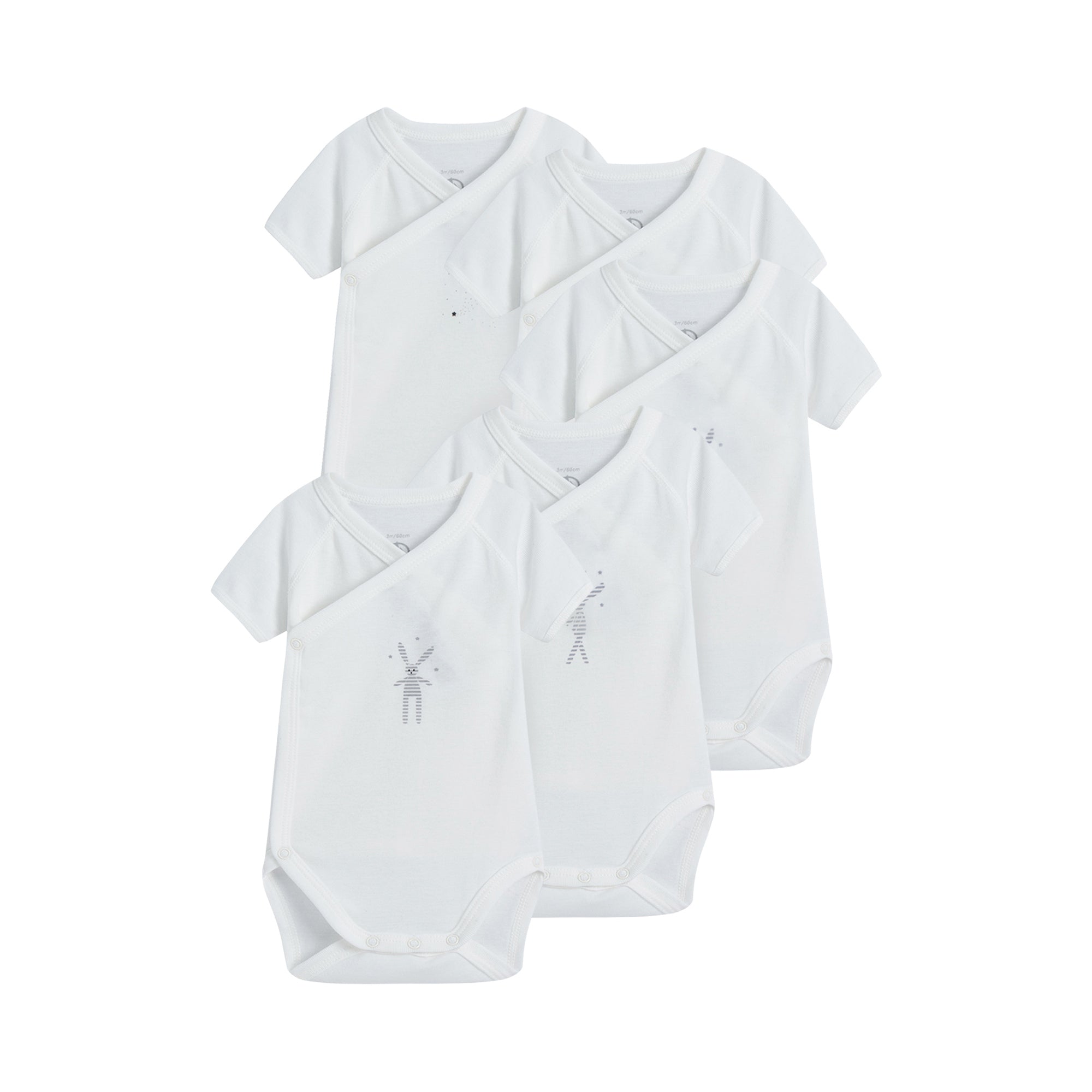 Baby Boys & Girls White Cotton Babysuit Set (5 Pack)