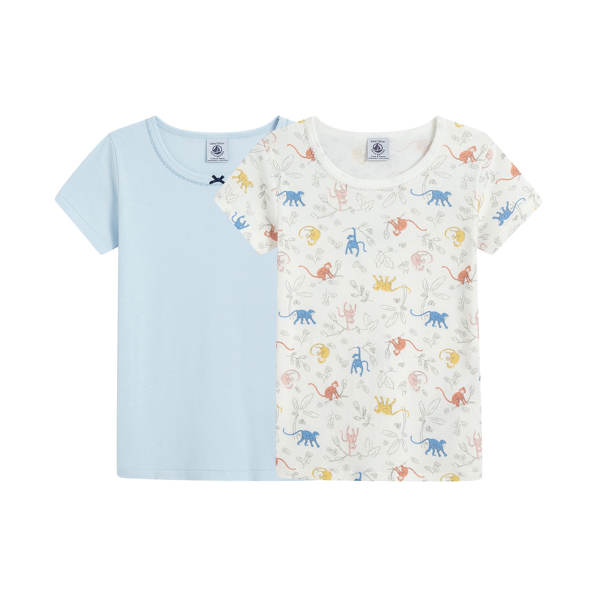 Boys & Girls Blue & White Cotton T-Shirt Set (2 Pack)