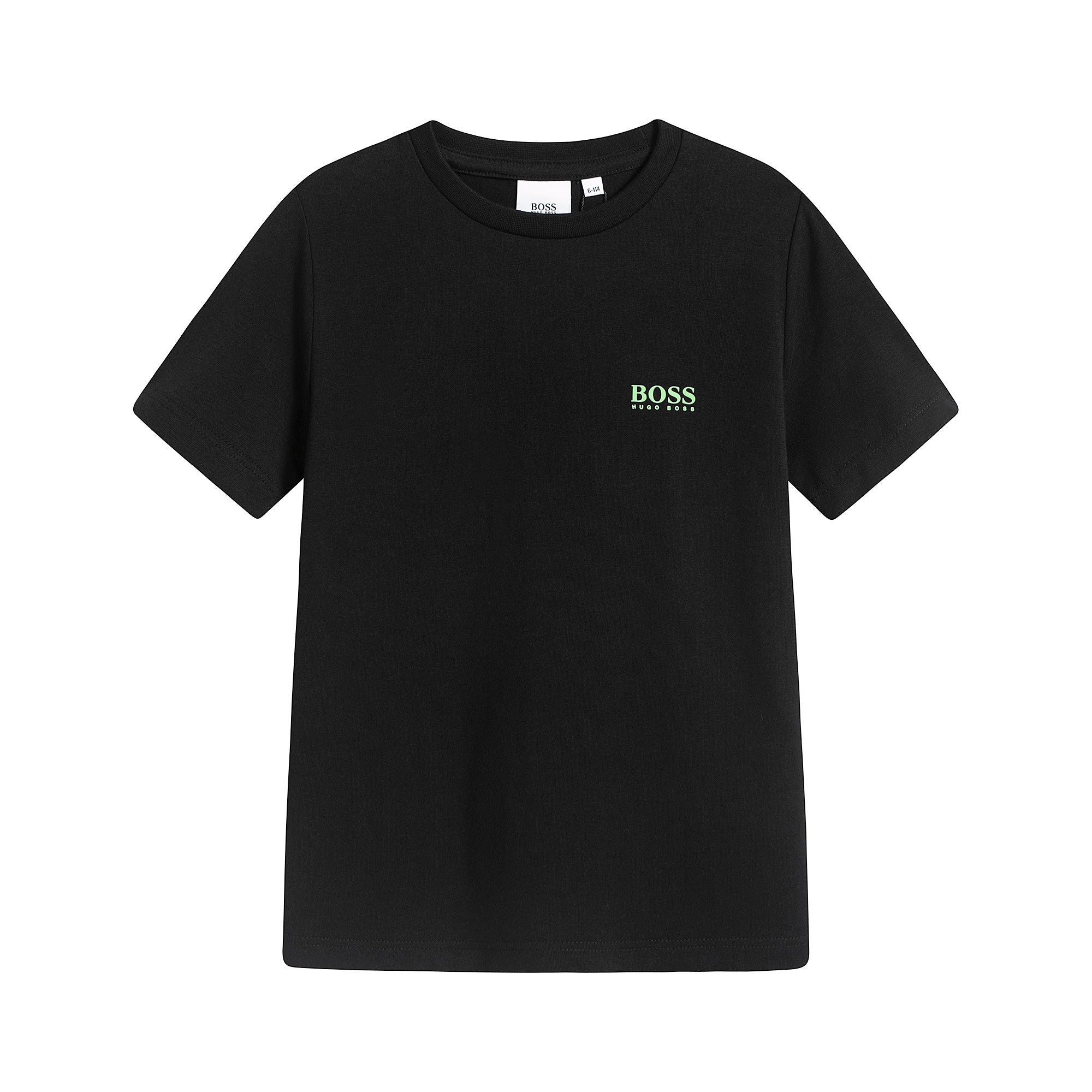 Boys Black Logo Cotton T-Shirt