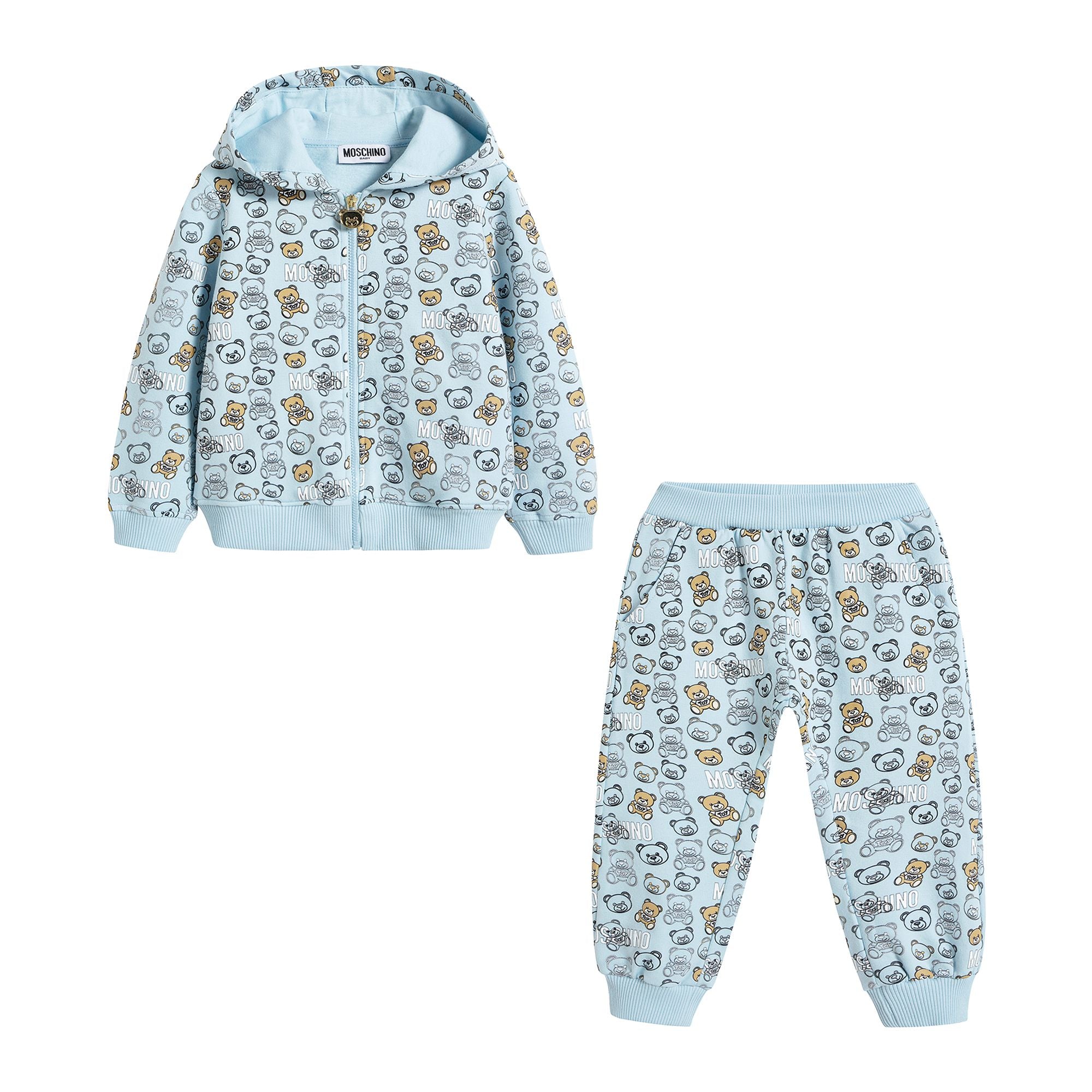 Baby Boys Blue Printed Cotton Set