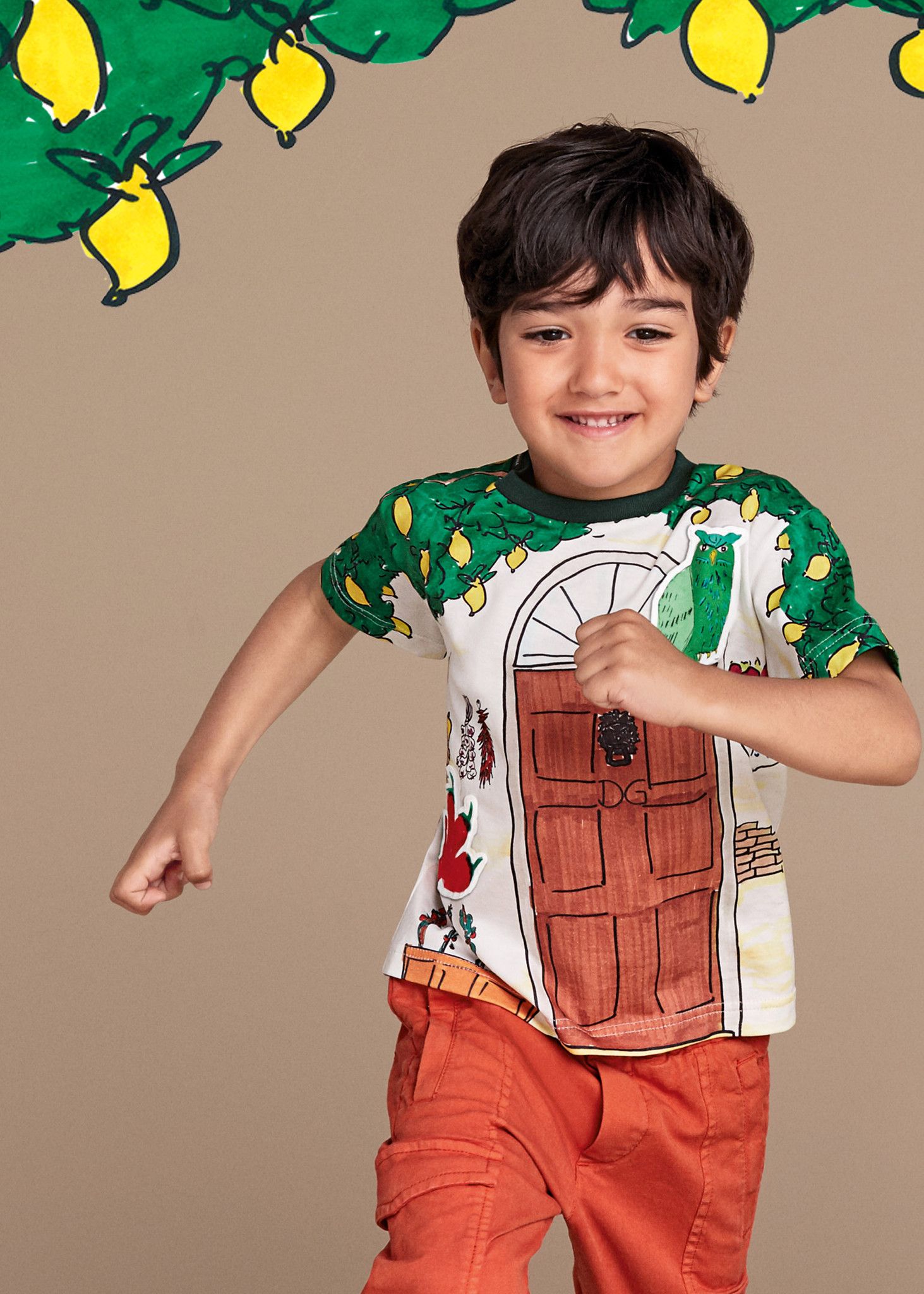 Boys White&Green Door Printed Cotton Jersey T-Shirt - CÉMAROSE | Children's Fashion Store - 2