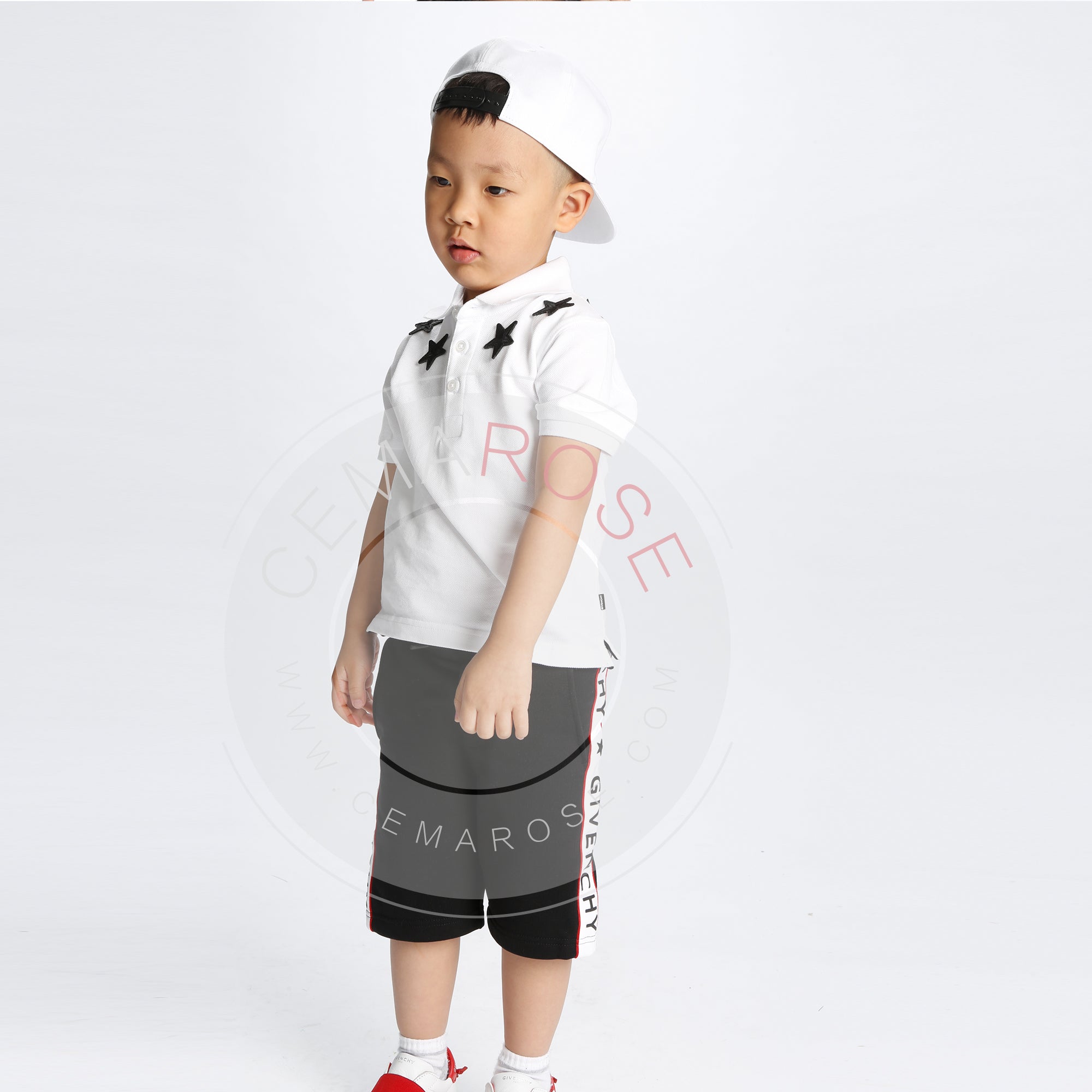 Boys Black  Logo Cotton Shorts