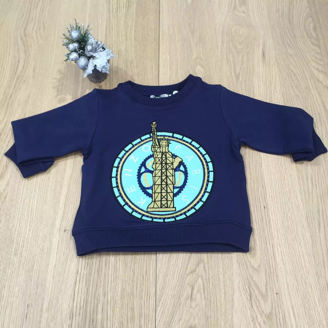 Boys Navy Blue Cotton Sweatshirt With Embroidered Statue of Liberty Logo - CÉMAROSE | Children's Fashion Store