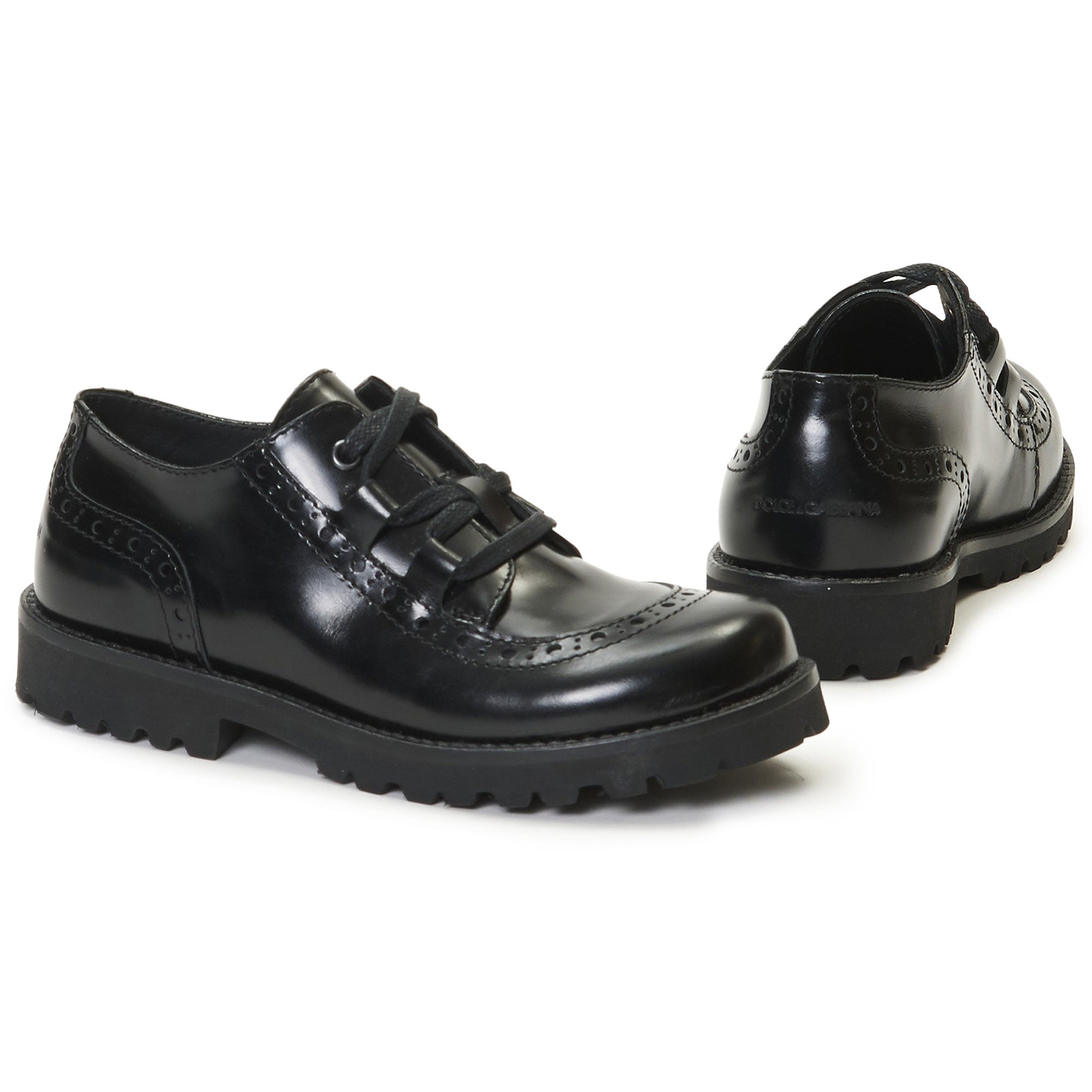 Boys Black Cow Leather Laced Shoes - CÉMAROSE | Children's Fashion Store