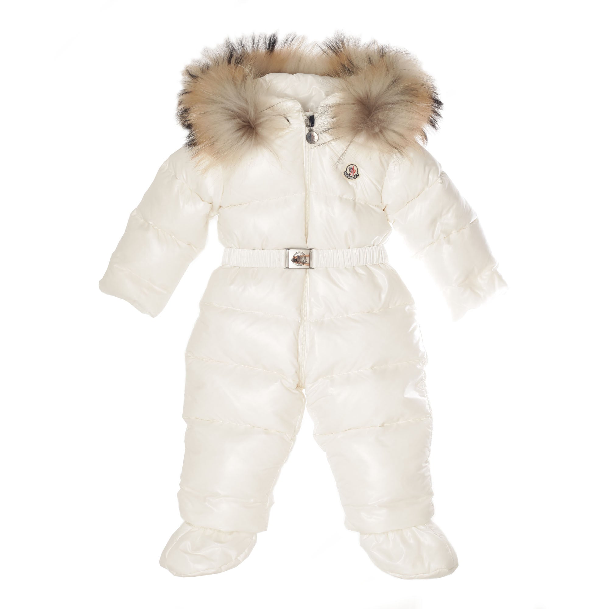 Baby White Plush Trims Hooded Padded Down 'Crystal' Snowsuit - CÉMAROSE | Children's Fashion Store - 1