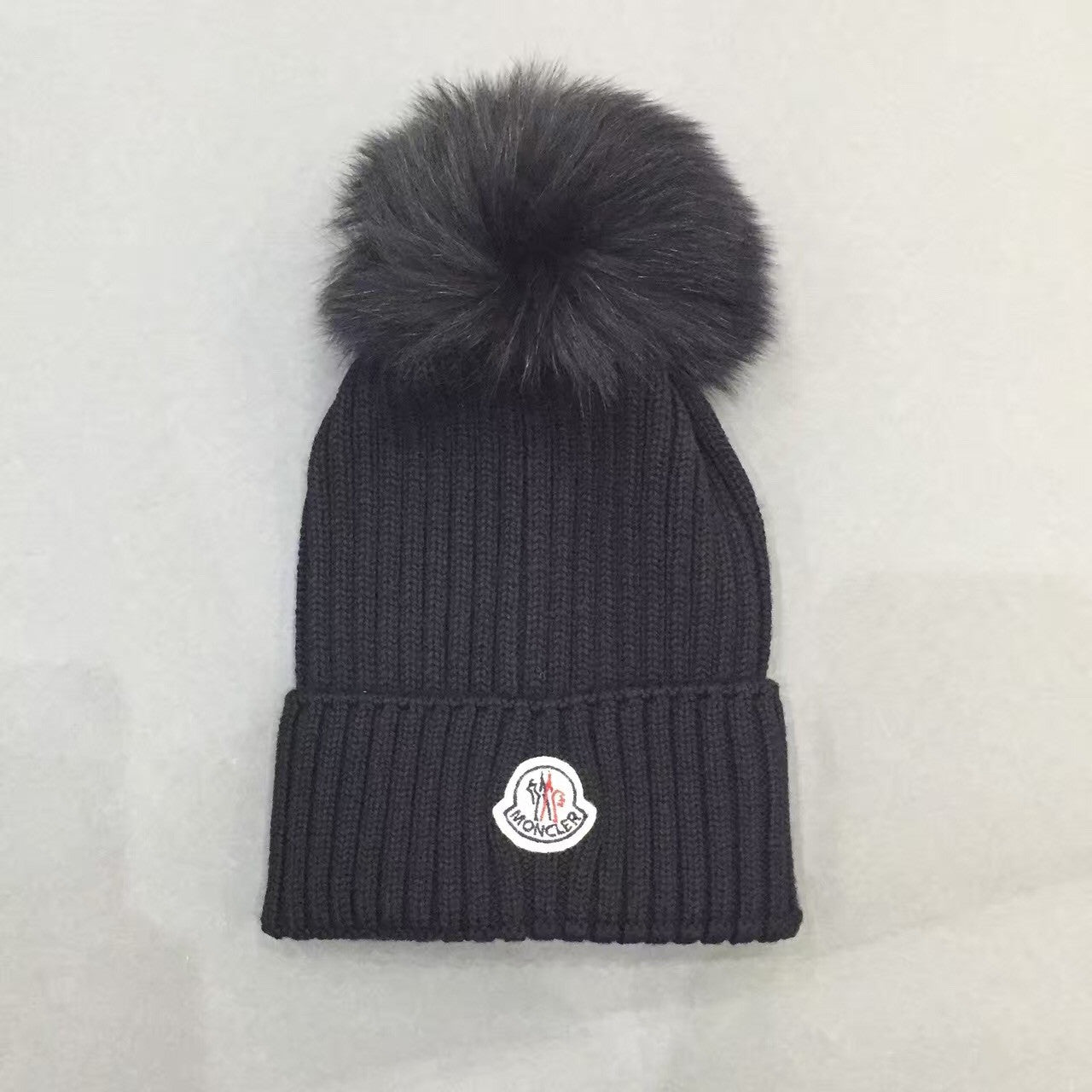 Boys & Girls Black Knitted Hat With Fur Pom-Pom Trims - CÉMAROSE | Children's Fashion Store