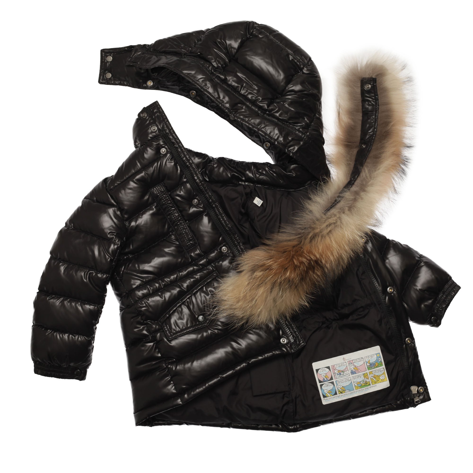 Boys & Girls Black Plush Trims Hooded 'Riviere' Jacket - CÉMAROSE | Children's Fashion Store - 3