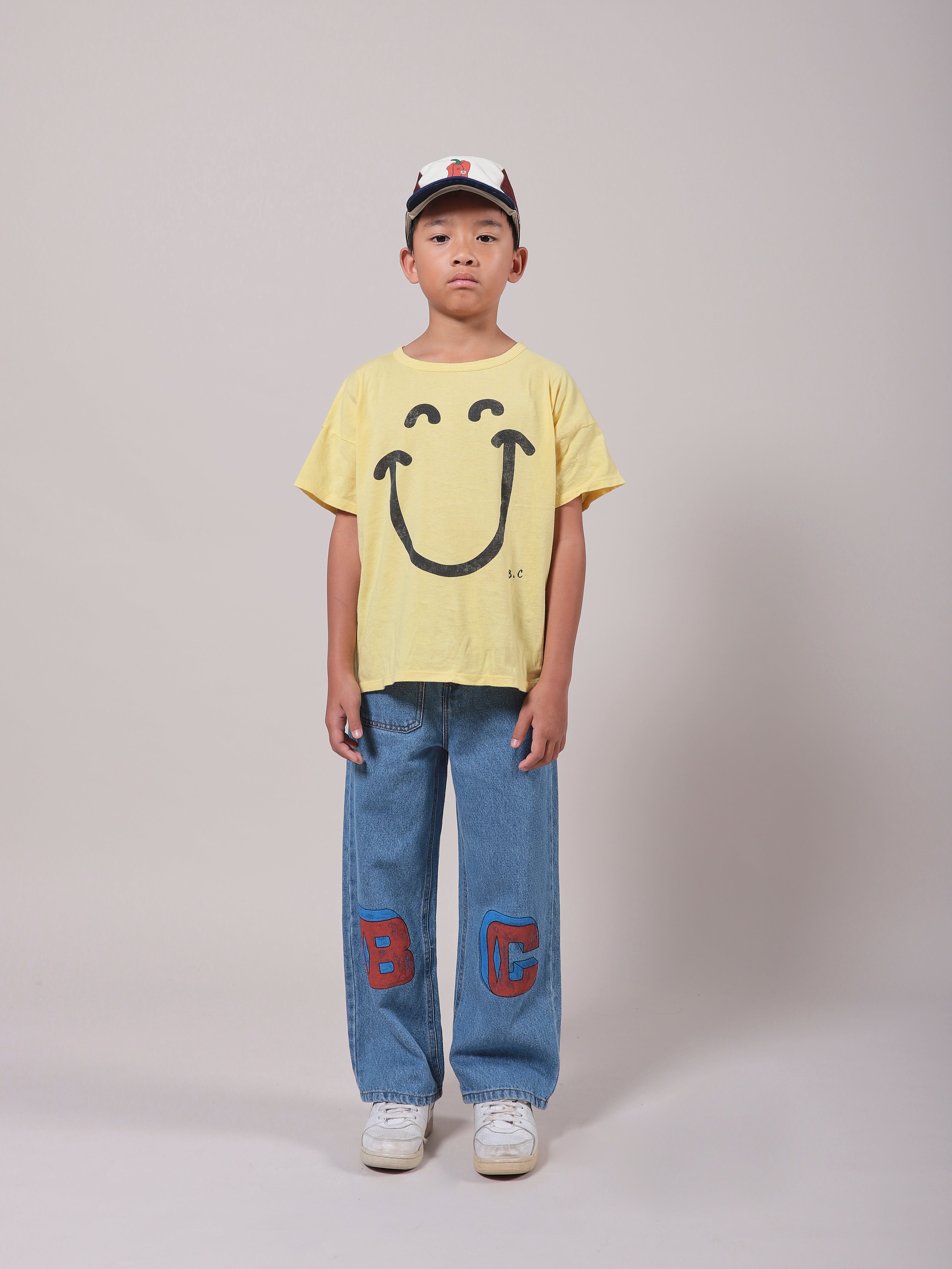 Boys & Girls Yellow Smile Cotton T-Shirt