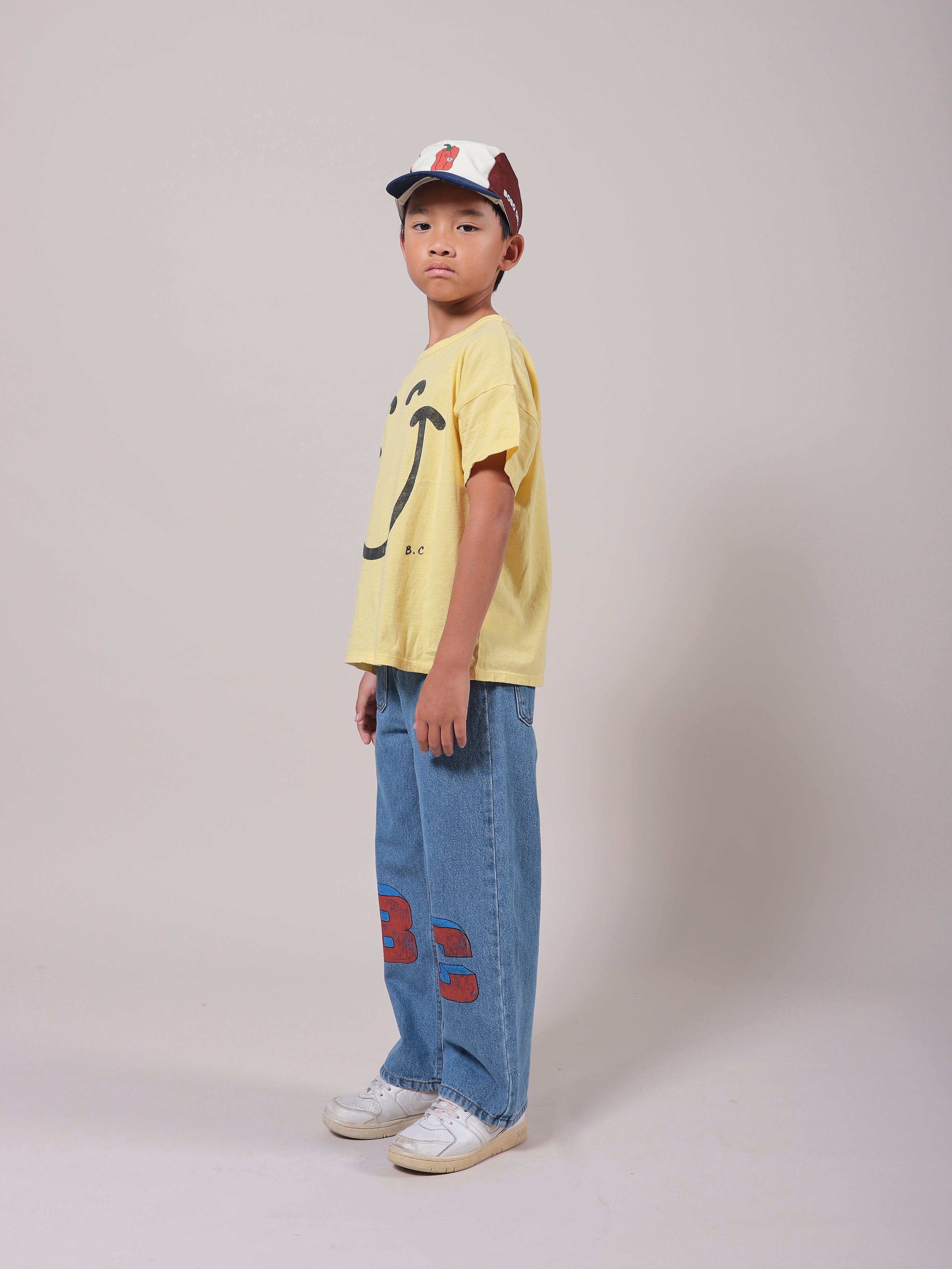 Boys & Girls Yellow Smile Cotton T-Shirt