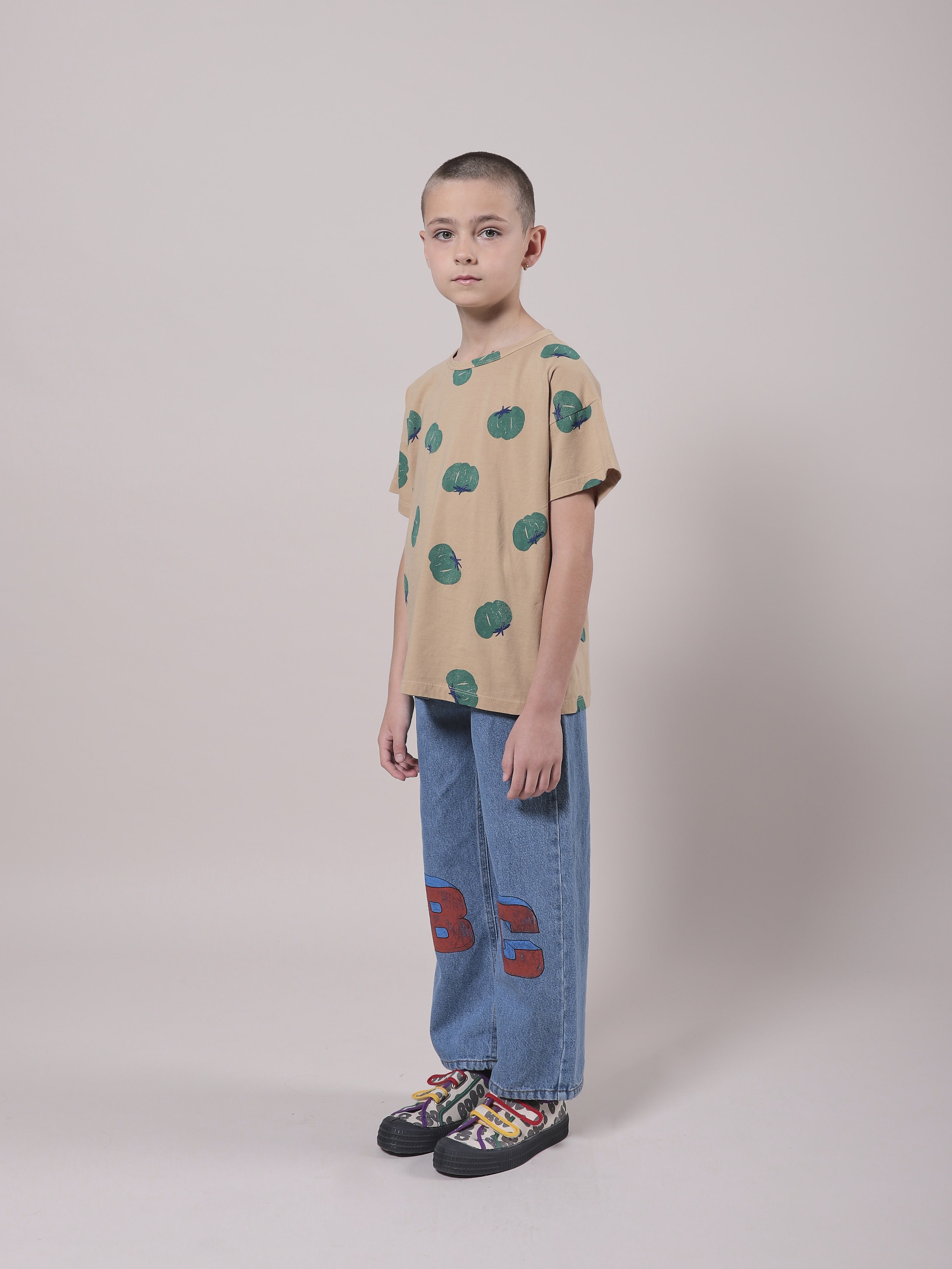 Boys & Girls Beige Tomato Cotton T-Shirt