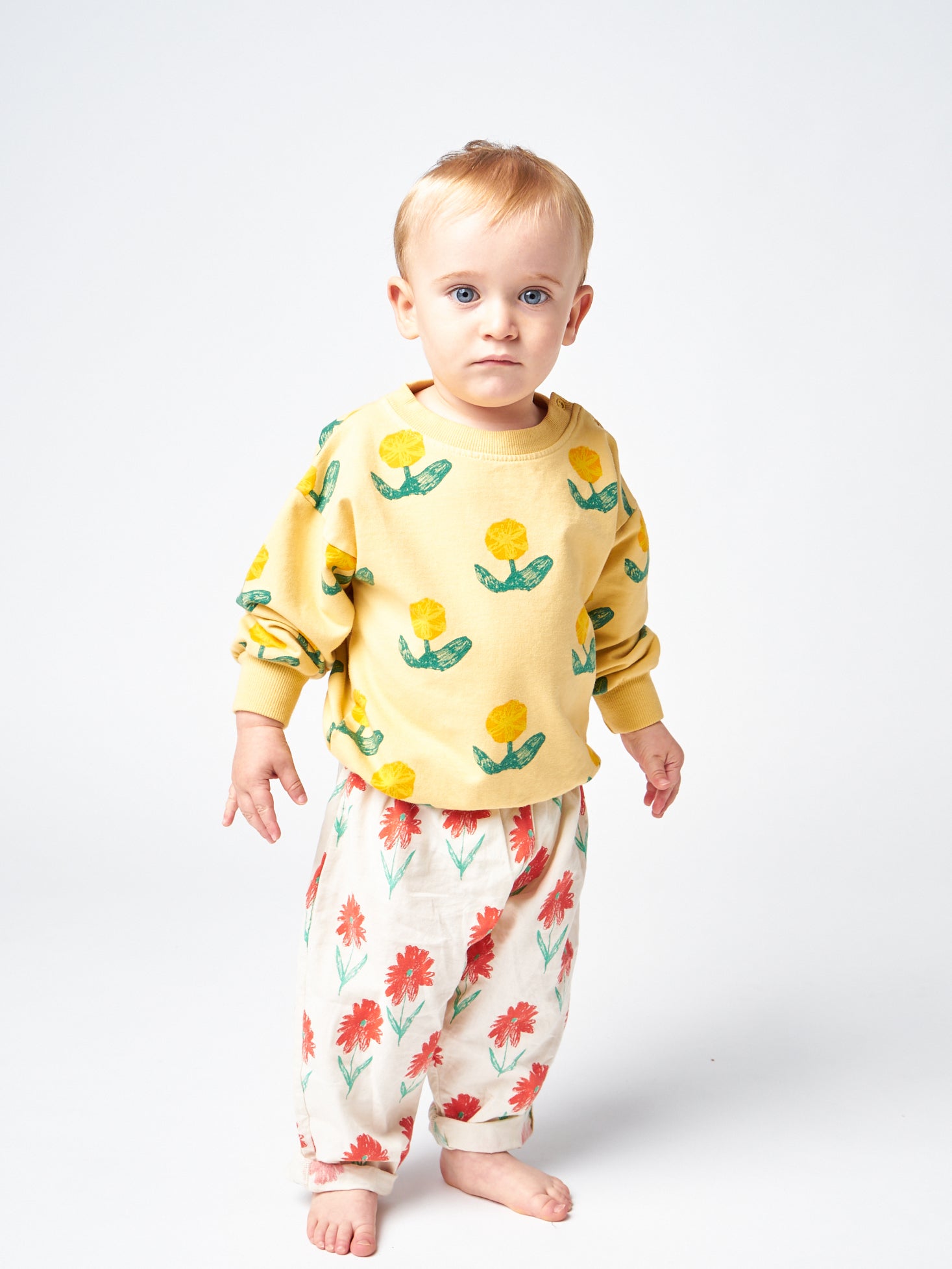 Baby Boys & Girls Yellow Flower Cotton Sweatshirt