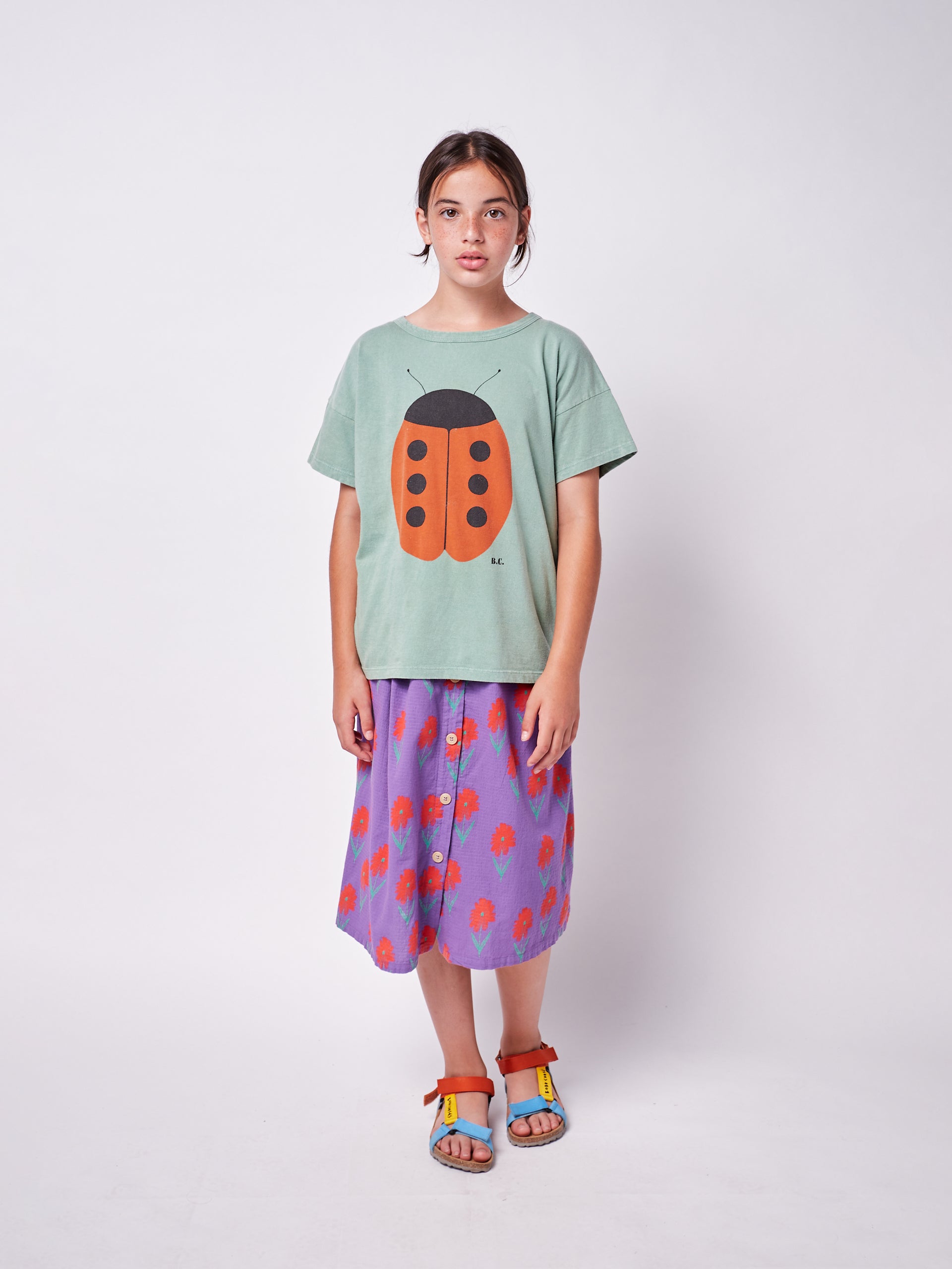 Boys & Girls Green Ladybug Cotton T-Shirt