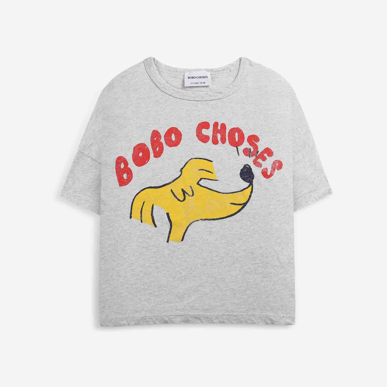 Boys & Girls Grey Dog Cotton T-Shirt