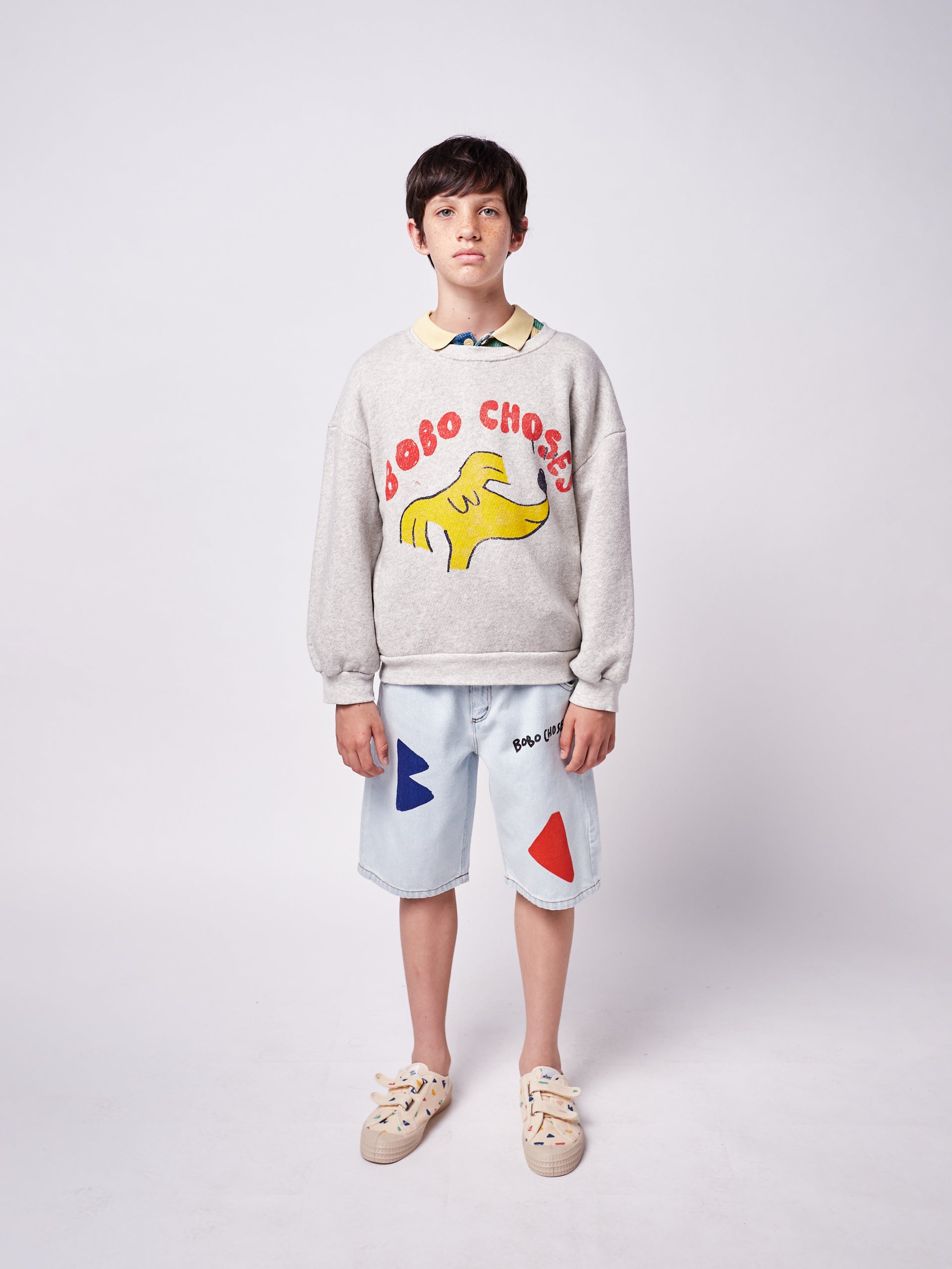 Boys & Girls Grey Dog Cotton Sweatshirt