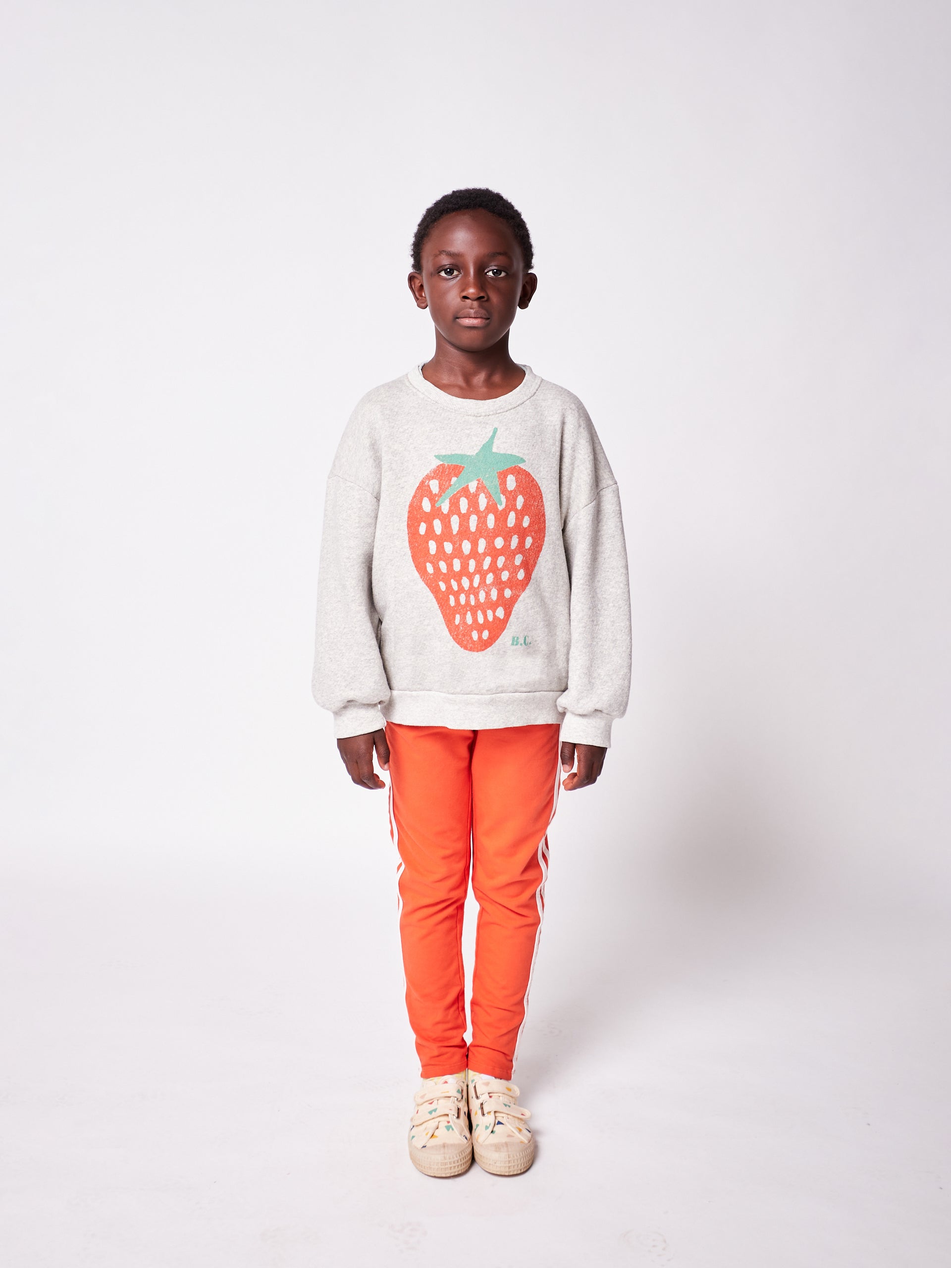 Boys & Girls Grey Strawberry Cotton Sweatshirt